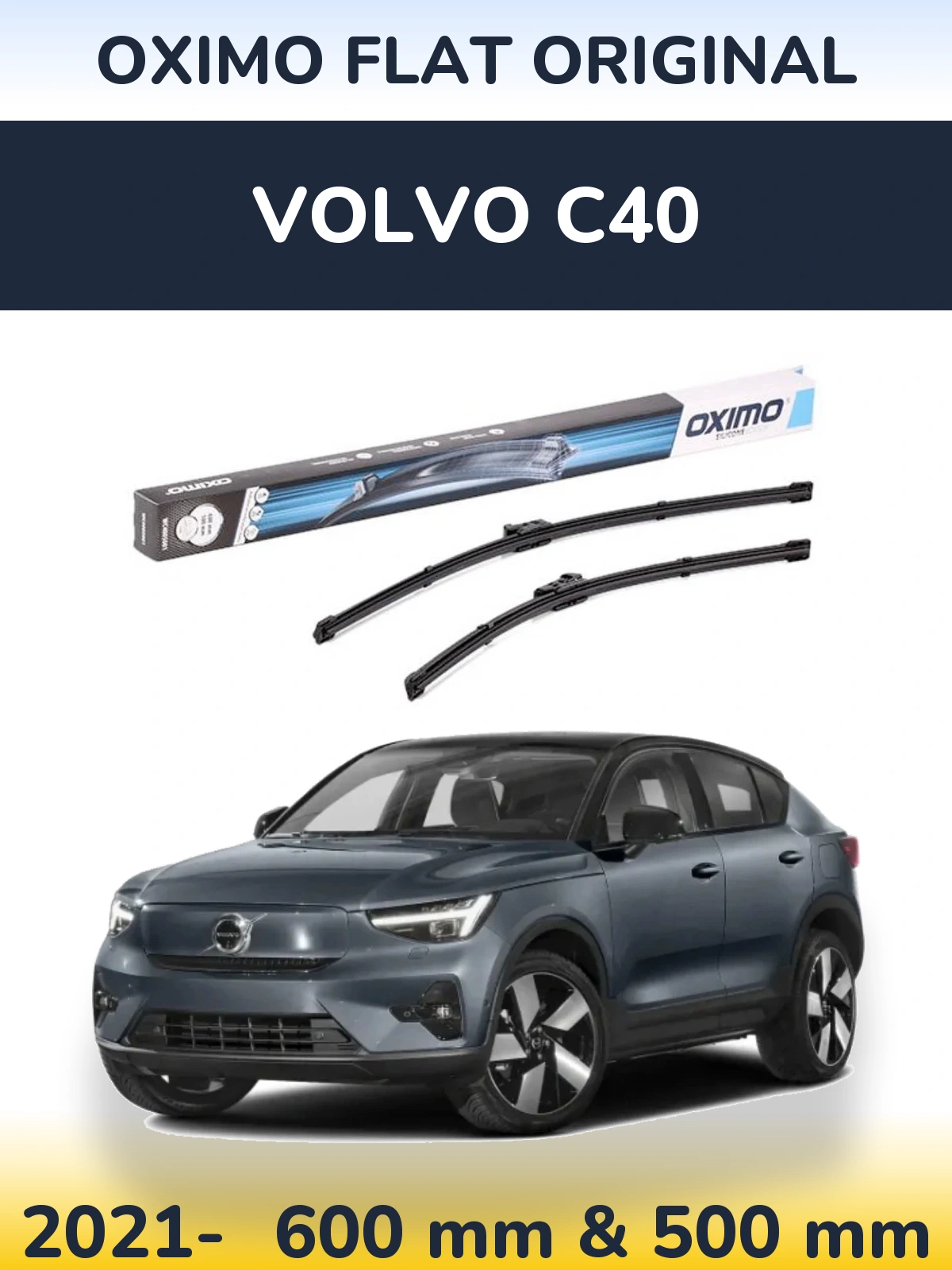 Komplet przednich wycieraczek Oximo Flat Original 600 & 500 mm do Volvo C40 2021-2026