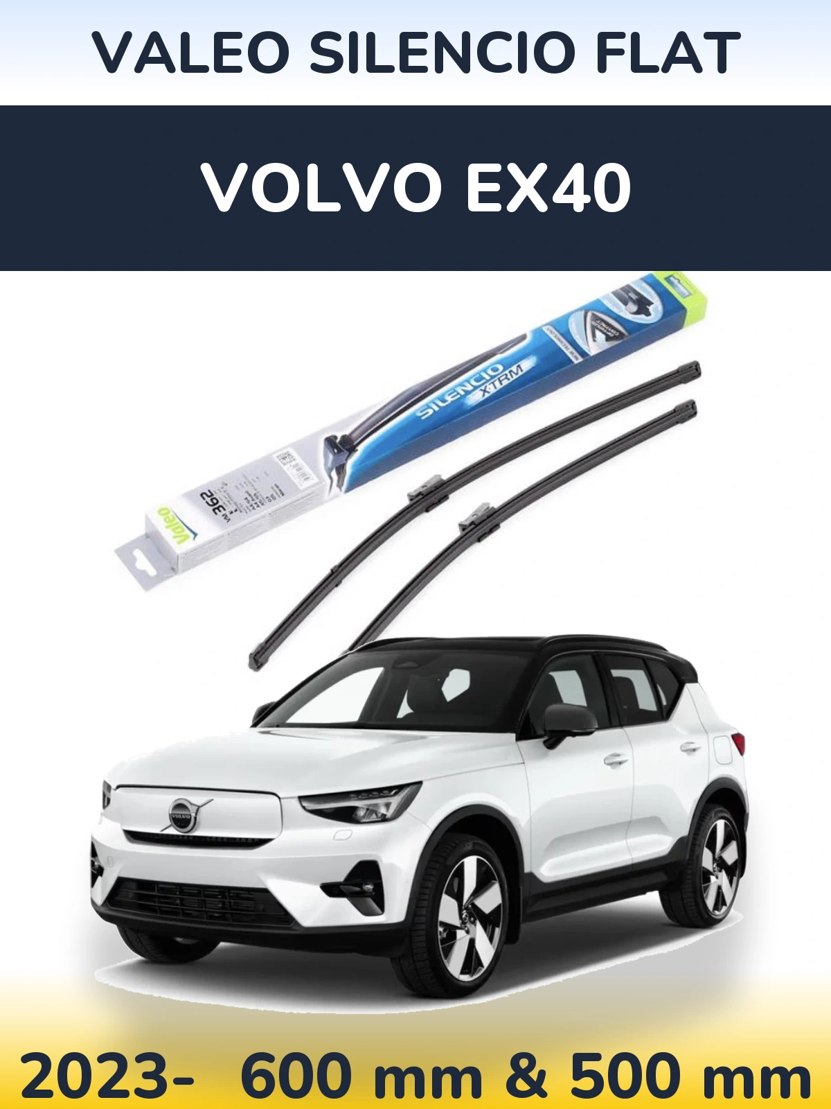 Комплект передних дворников Valeo Silencio Flat 600 & 500 мм для Volvo EX40 2023-2026