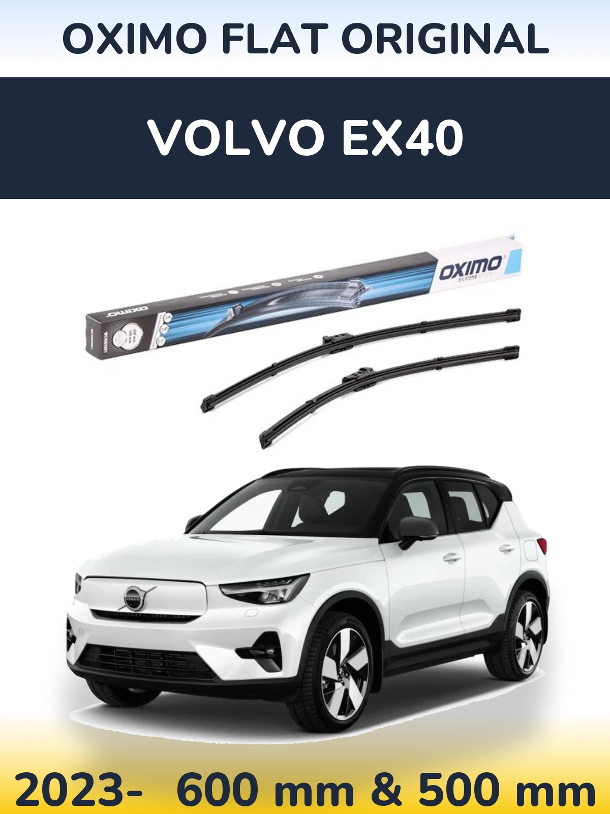 Комплект передних дворников Oximo Flat Original 600 & 500 мм для Volvo EX40 2023-2026