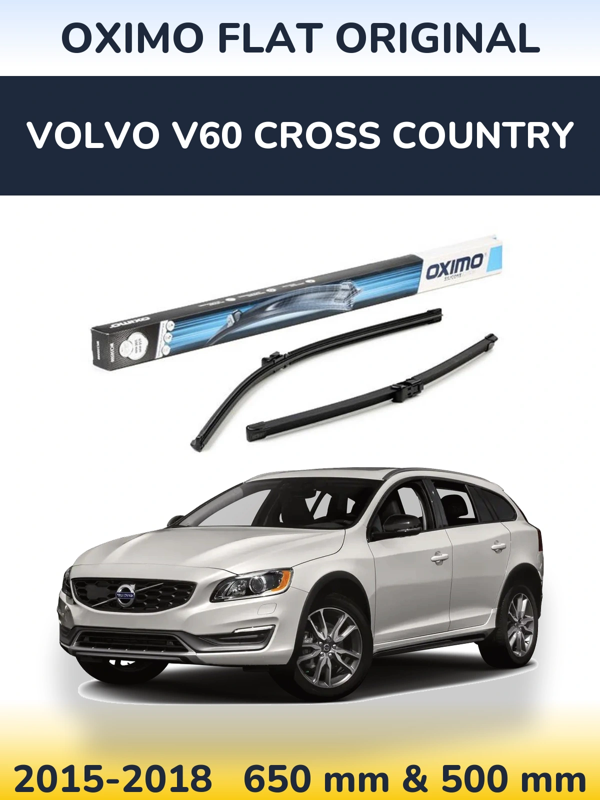 Komplet przednich wycieraczek Oximo Flat Original 650 & 500 mm do Volvo V60 Cross Country 2015-2018