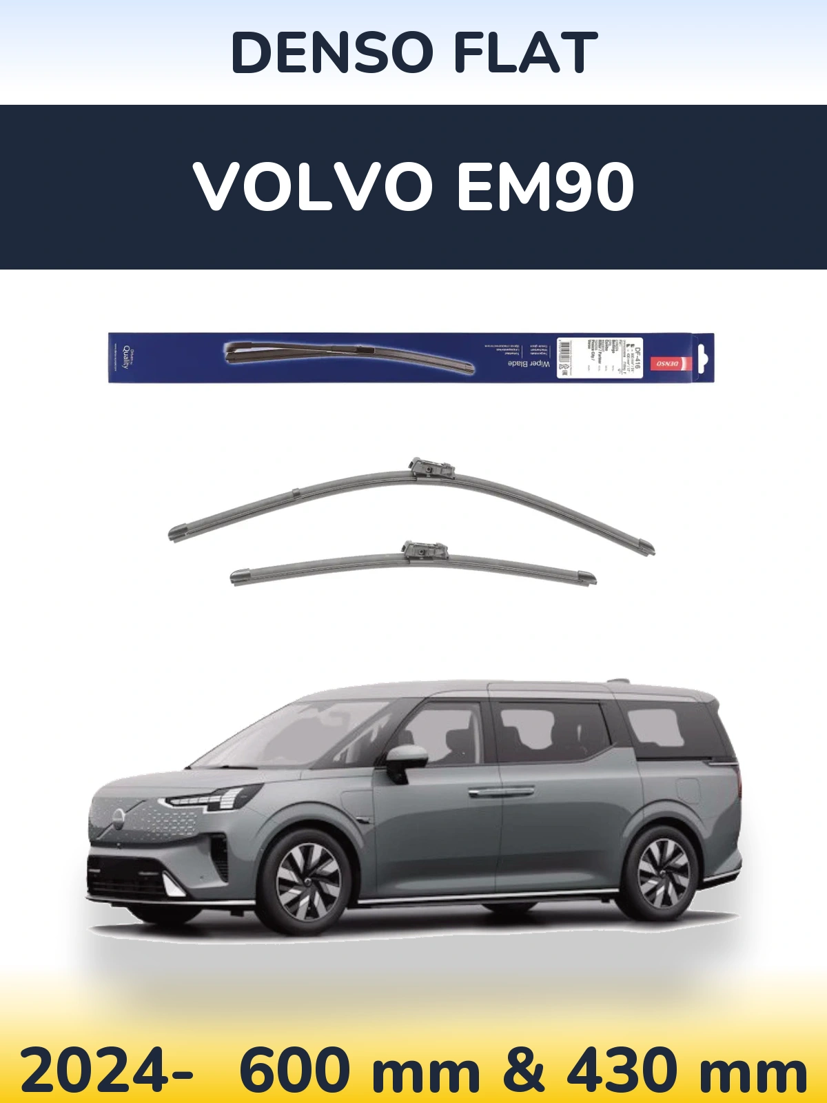 Komplet przednich wycieraczek Denso Flat 600 & 430 mm do Volvo EM90 2024-2026