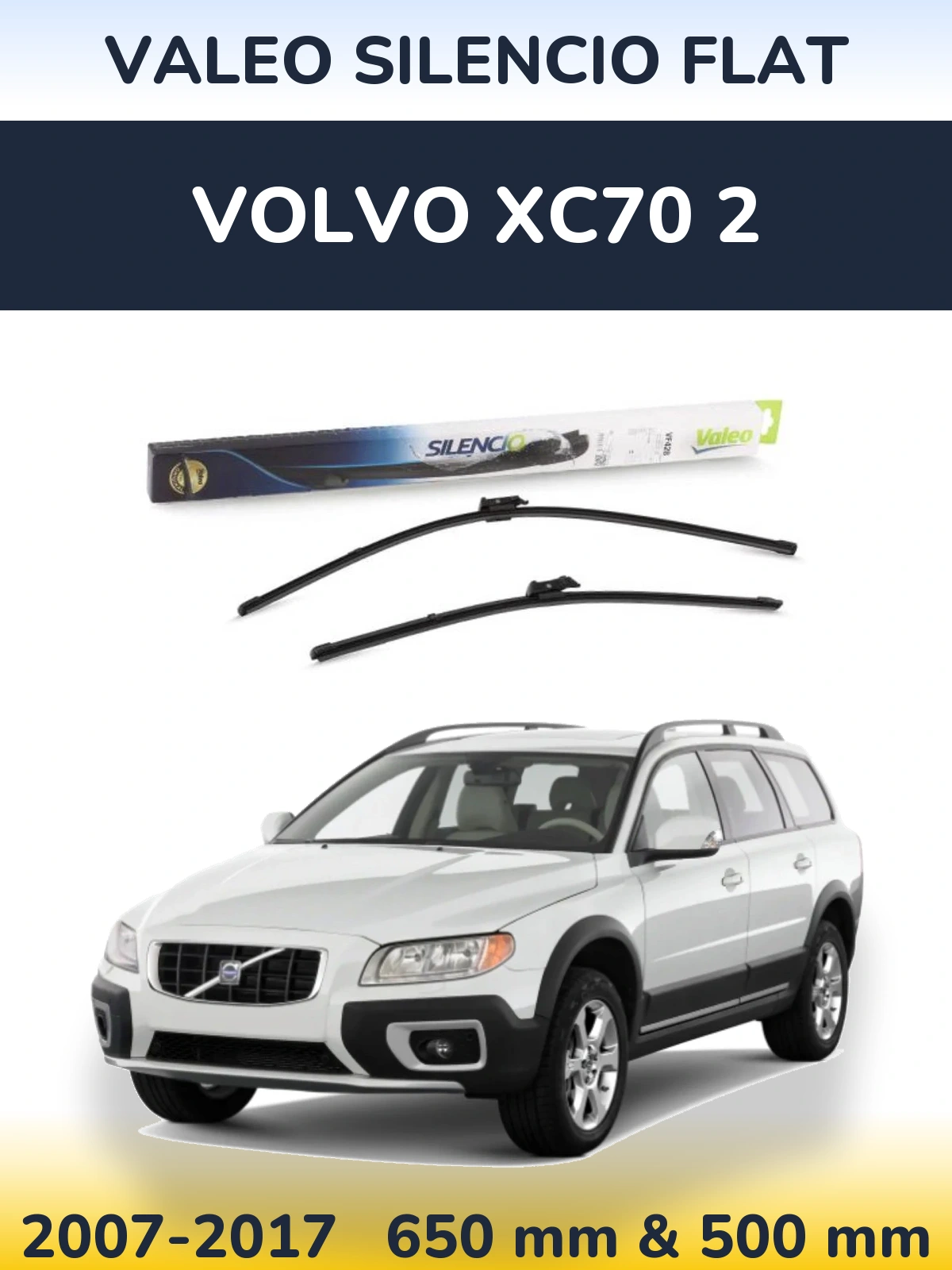 Komplet przednich wycieraczek Valeo Silencio Flat 650 & 500 mm do Volvo XC70 2 2007-2017
