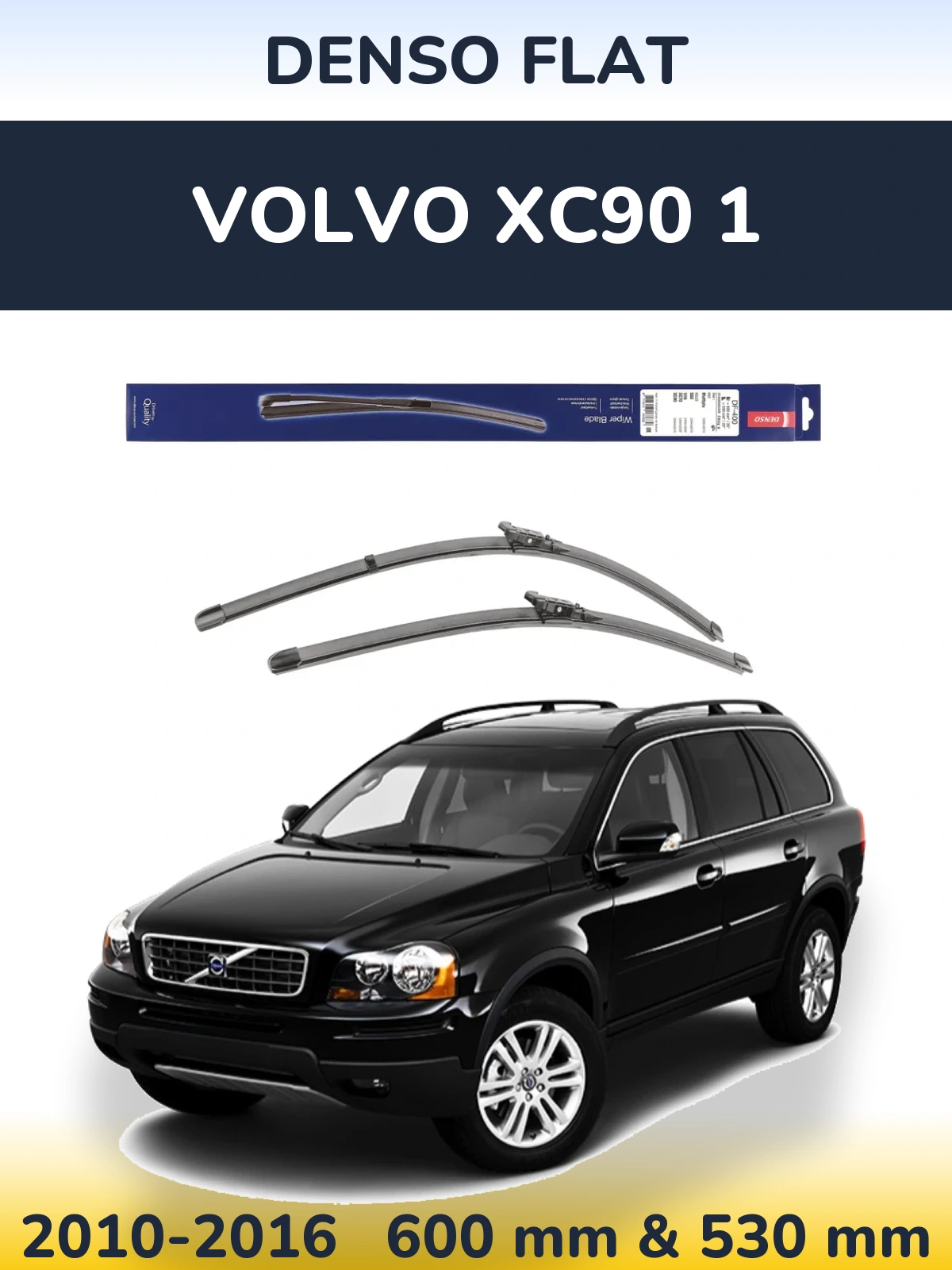 Front wiper blade set Denso Flat 600 & 550 mm for Volvo XC90 1 2010-2016