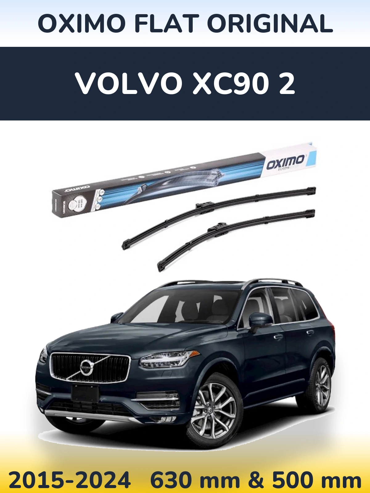 Front wiper blade set Oximo Flat Original 600 & 500 mm for Volvo XC90 2 2015-2024