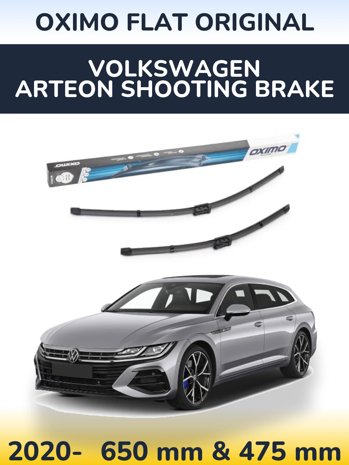 Комплект передних дворников Oximo Flat Original 650 & 475 мм для Volkswagen Arteon Shooting Brake 2020-2026