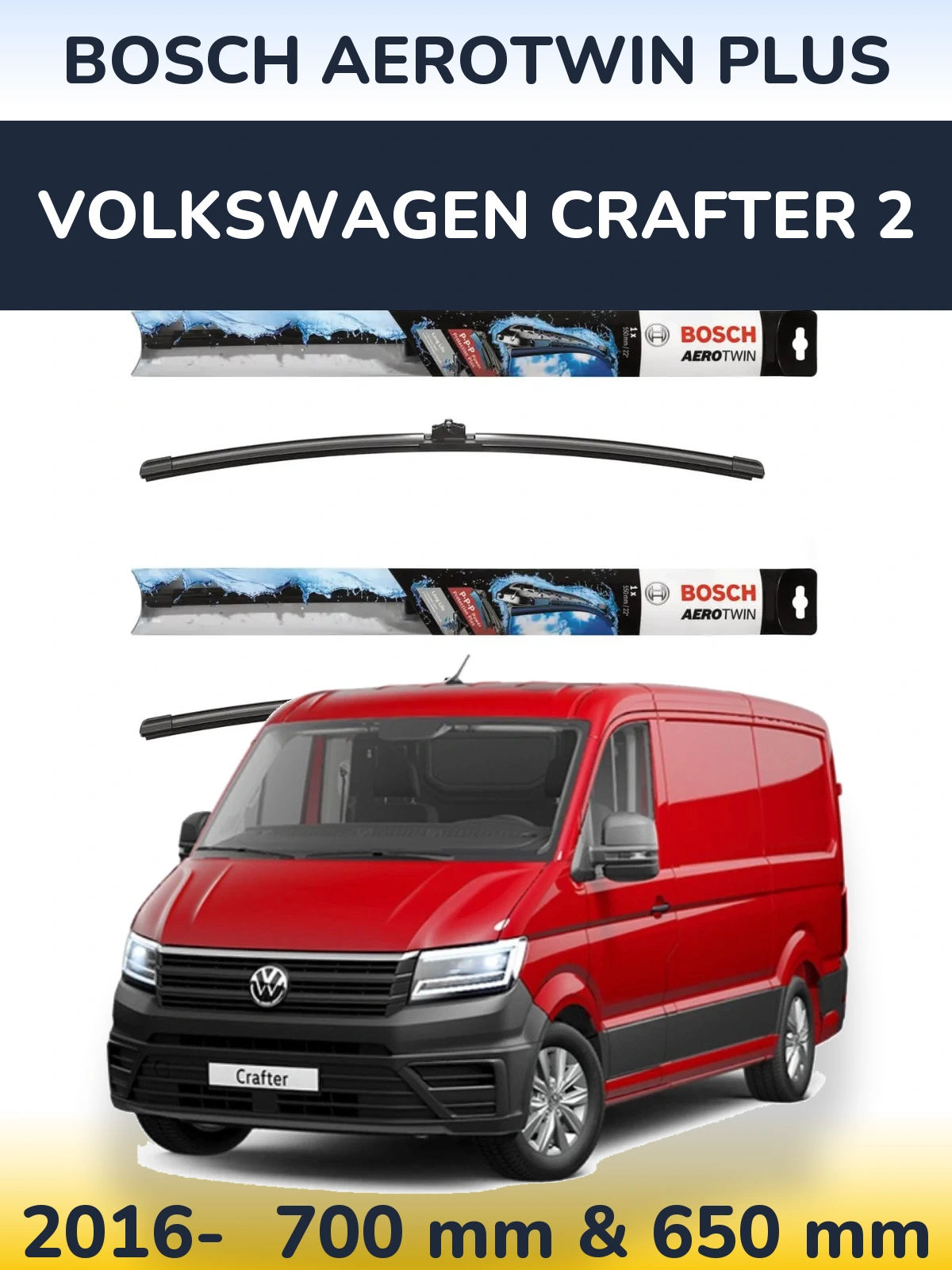 Komplet przednich wycieraczek BOSCH AeroTwin Plus 700 & 650 mm do Volkswagen Crafter 2 2016-2026
