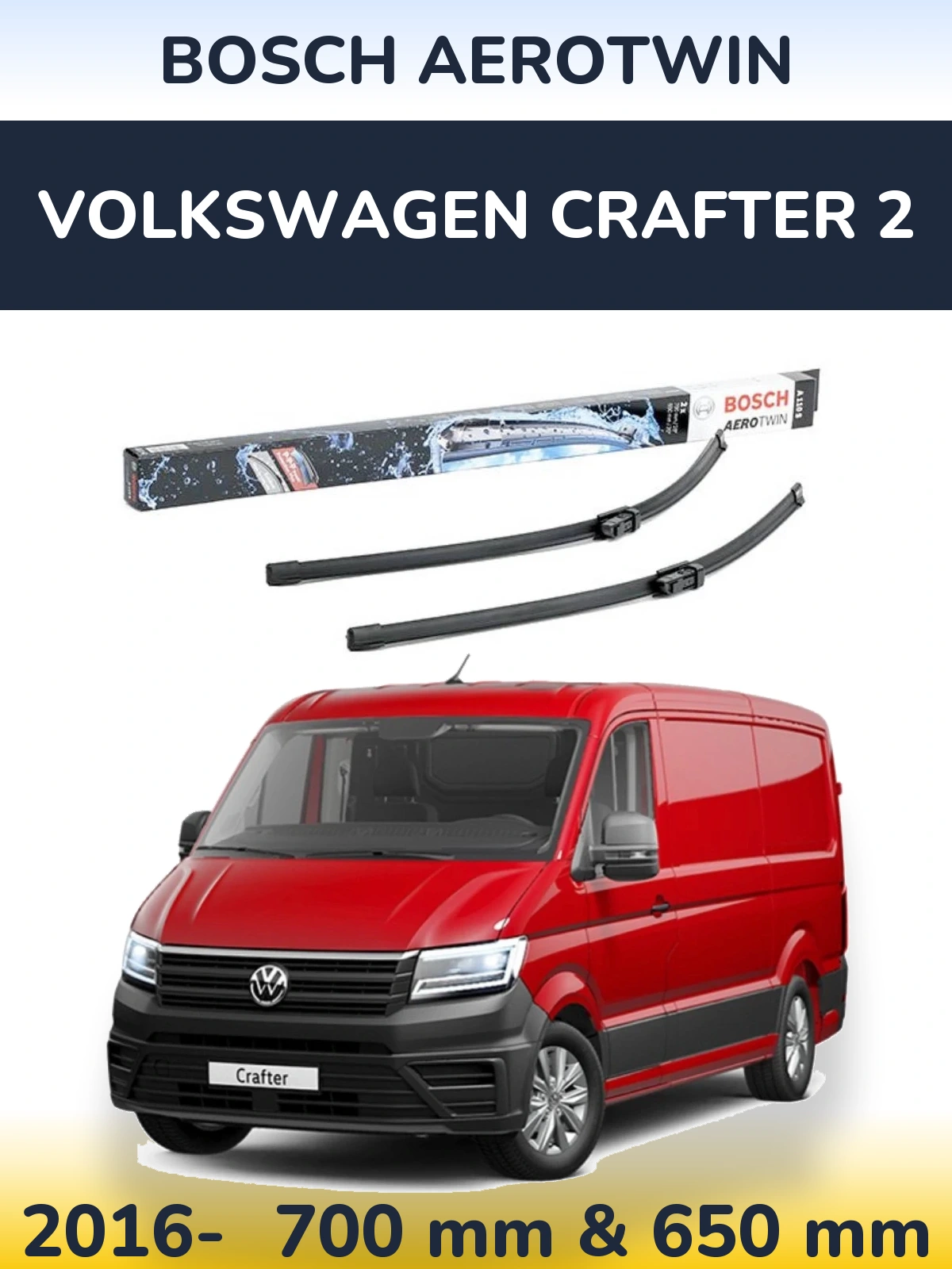 Komplet przednich wycieraczek BOSCH AeroTwin 700 & 650 mm do Volkswagen Crafter 2 2016-2026