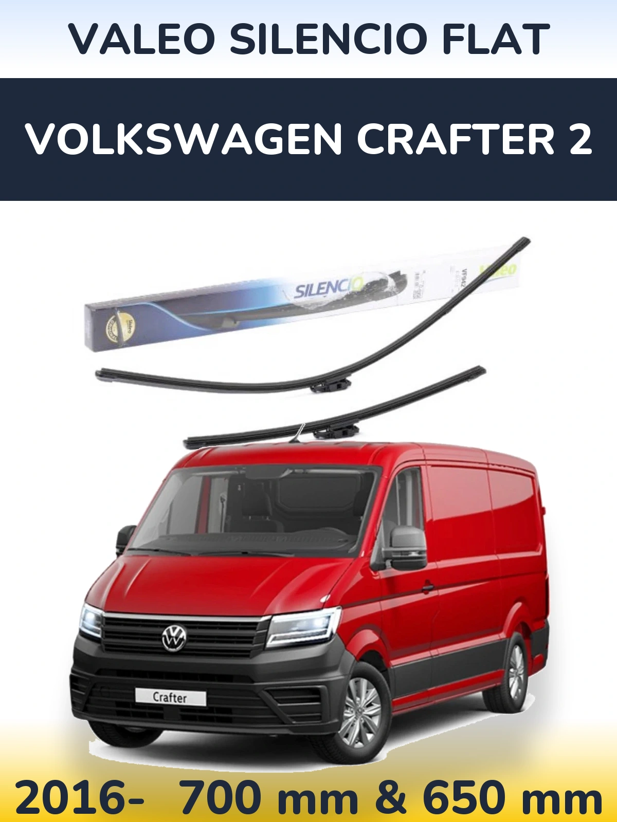 Komplet przednich wycieraczek Valeo Silencio Flat 700 & 650 mm do Volkswagen Crafter 2 2016-2026
