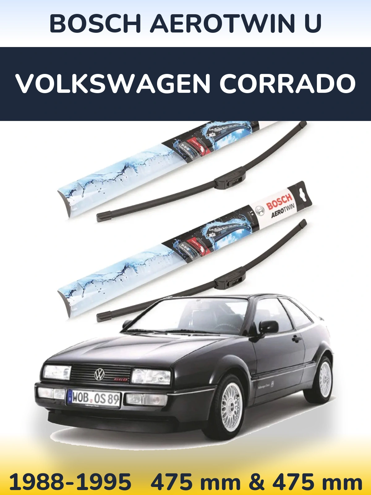 Komplet przednich wycieraczek BOSCH AeroTwin U 475 & 475 mm do Volkswagen Corrado 1988-1995
