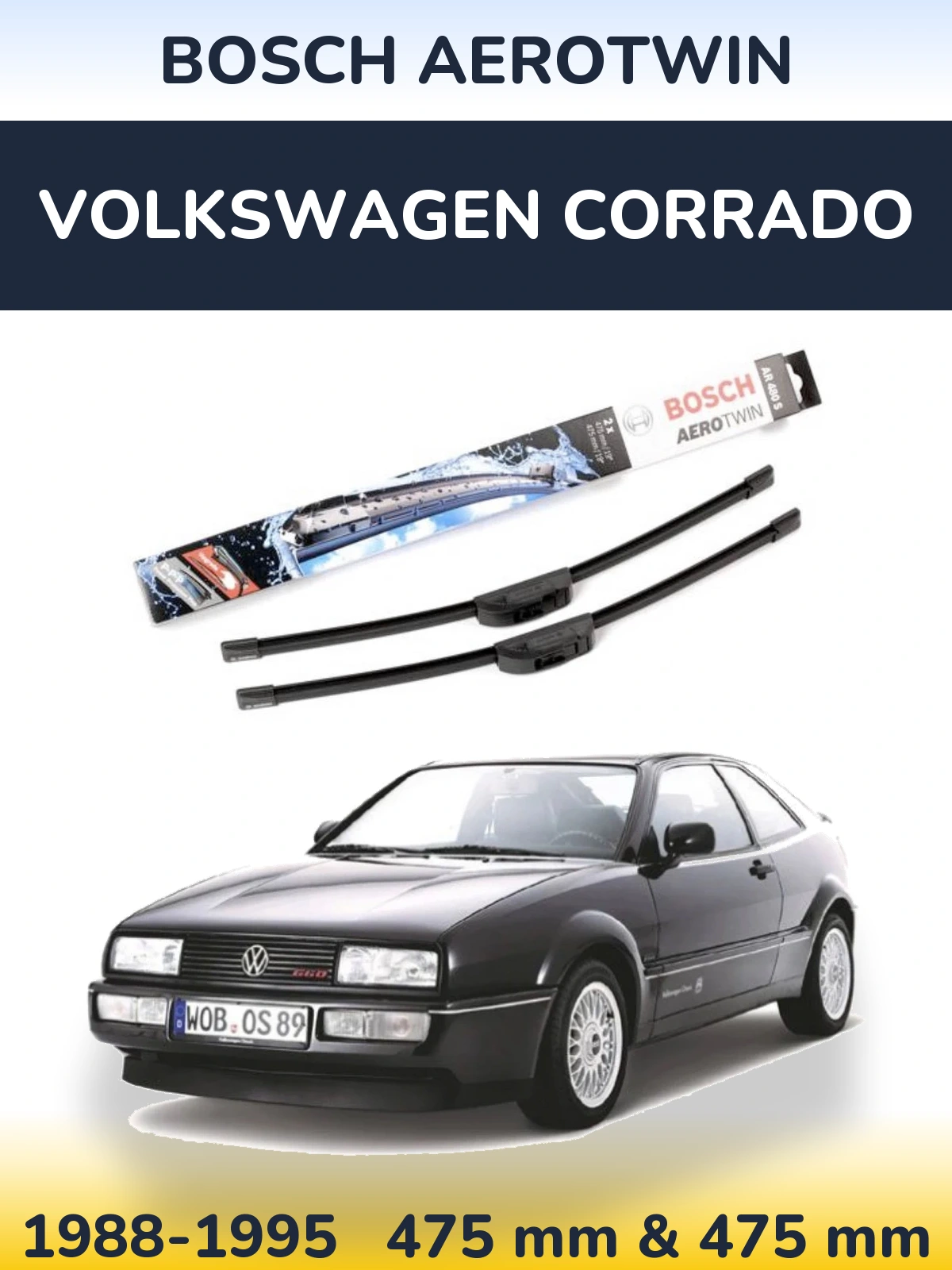 Komplet przednich wycieraczek BOSCH AeroTwin 475 & 475 mm do Volkswagen Corrado 1988-1995