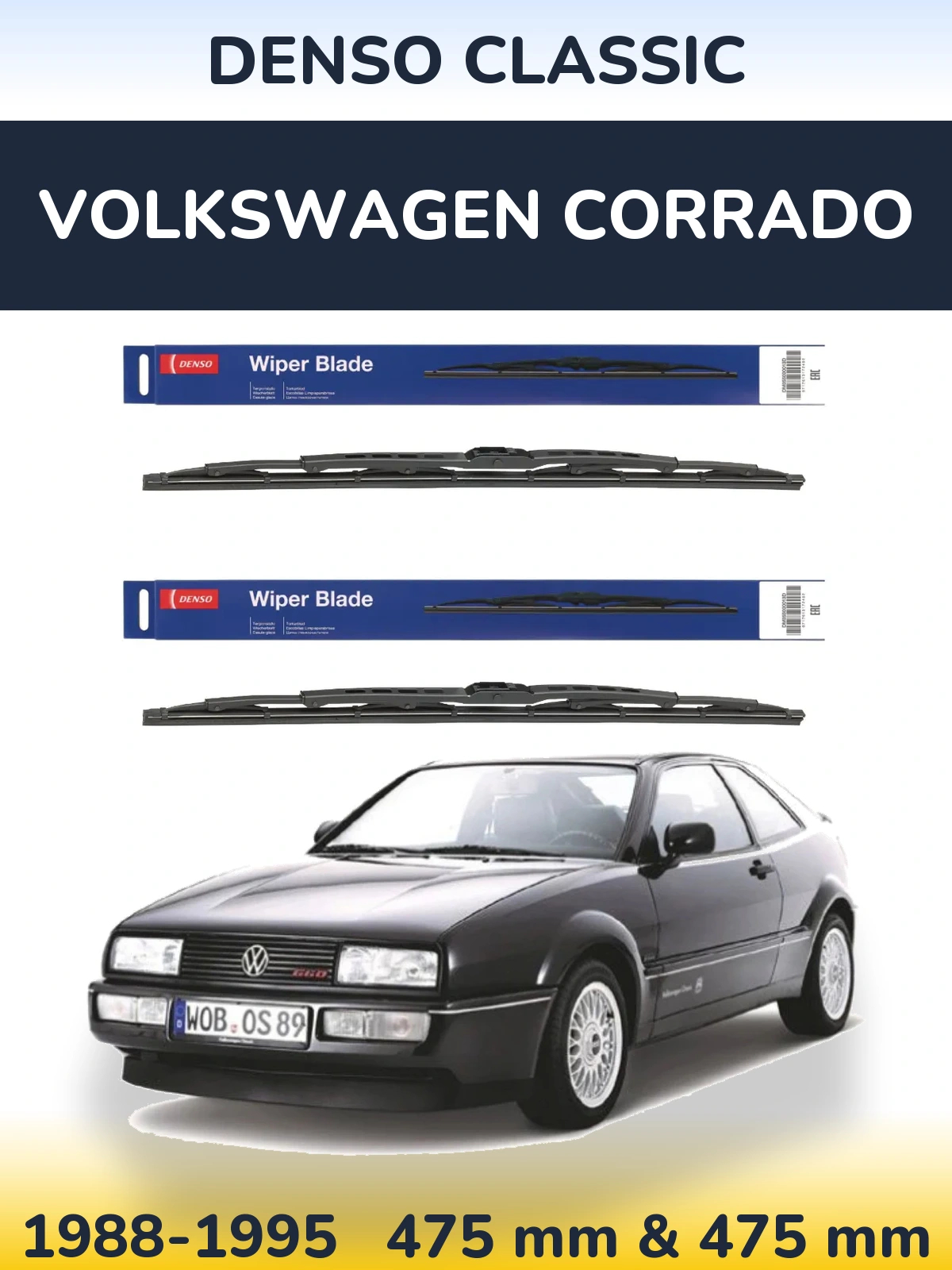 Komplet przednich wycieraczek Denso Classic 475 & 475 mm do Volkswagen Corrado 1988-1995