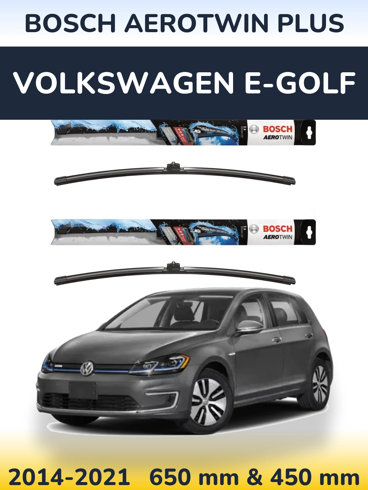 Komplet przednich wycieraczek BOSCH AeroTwin Plus 650 & 450 mm do Volkswagen e-Golf 2014-2021