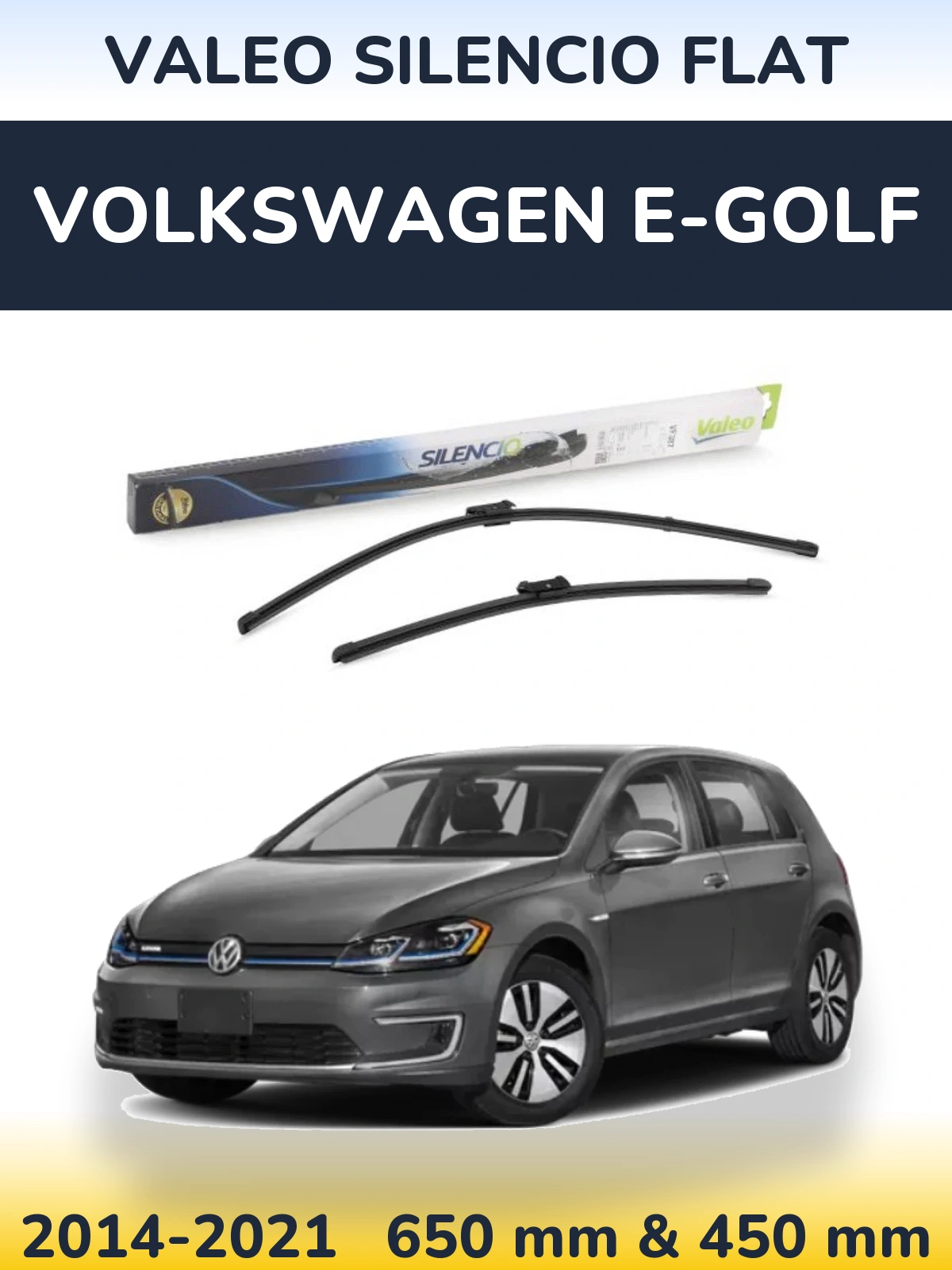 Komplet przednich wycieraczek Valeo Silencio Flat 650 & 450 mm do Volkswagen e-Golf 2014-2021