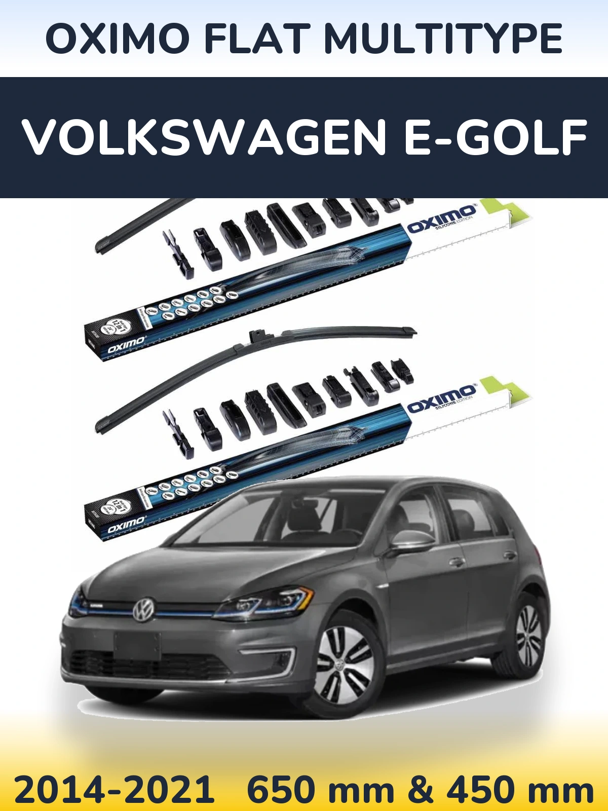 Komplet przednich wycieraczek Oximo Flat MultiType 650 & 450 mm do Volkswagen e-Golf 2014-2021