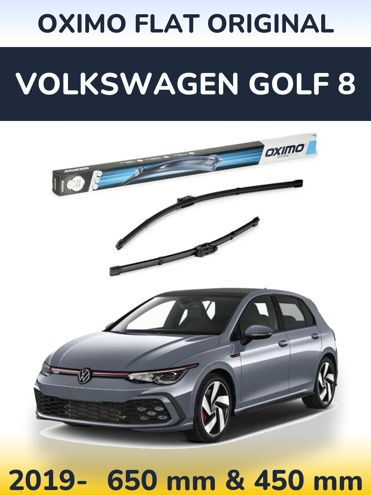 Komplet przednich wycieraczek Oximo Flat Original 650 & 450 mm do Volkswagen Golf 8 2019-2026