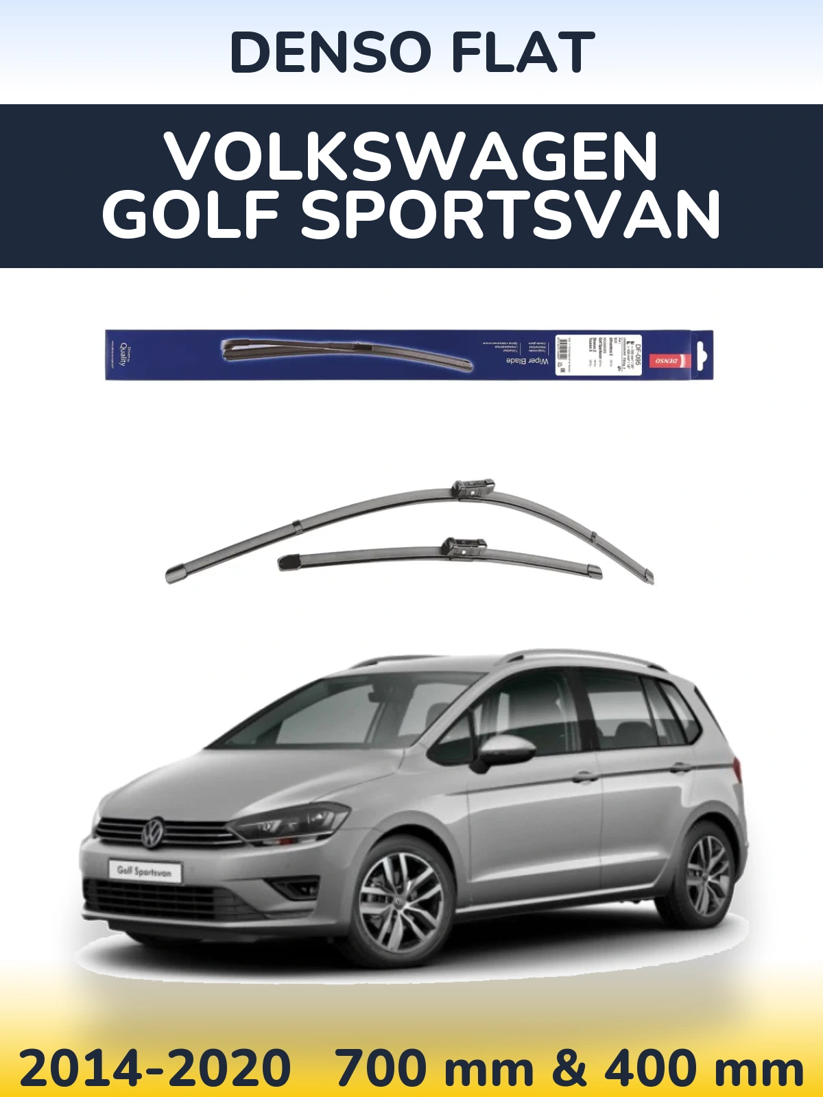 Komplet przednich wycieraczek Denso Flat 700 & 400 mm do Volkswagen Golf Sportsvan 2014-2020