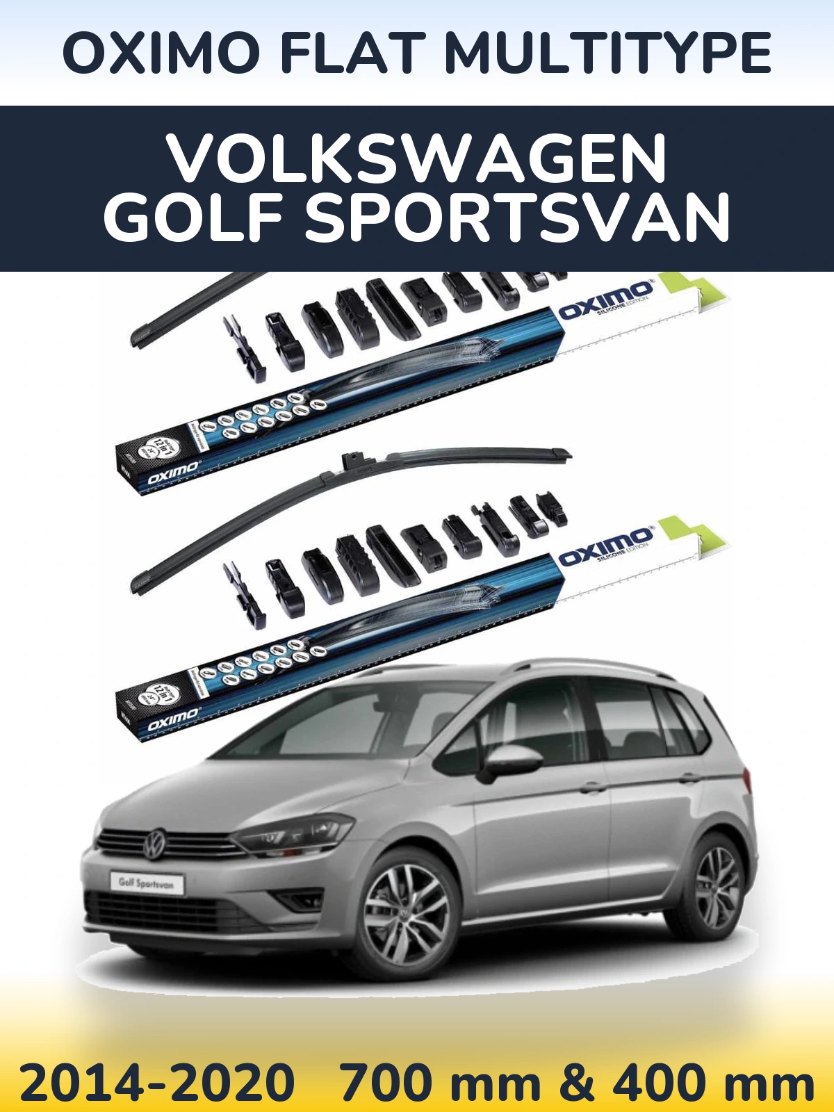 Komplet przednich wycieraczek Oximo Flat MultiType 700 & 400 mm do Volkswagen Golf Sportsvan 2014-2020