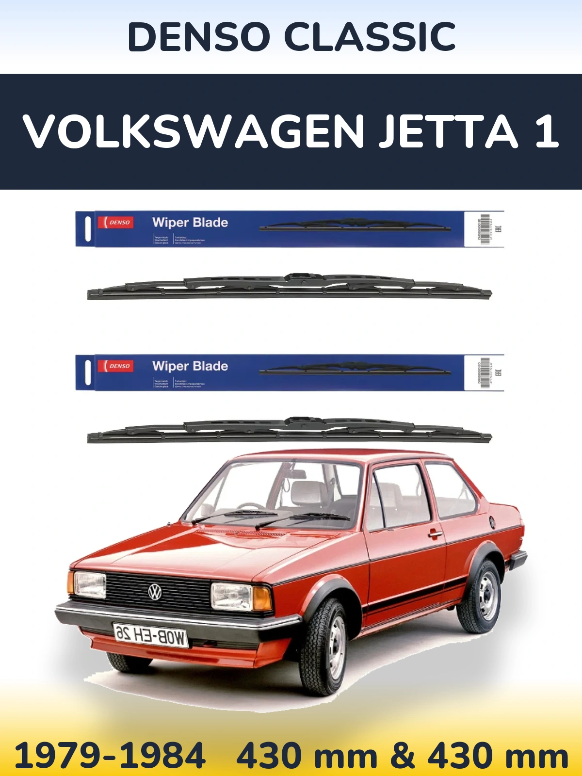 Комплект передних дворников Denso Classic 430 & 430 мм для Volkswagen Jetta 1 1979-1984