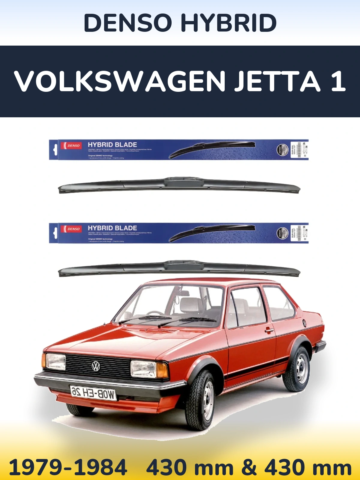 Komplet przednich wycieraczek Denso Hybrid 430 & 430 mm do Volkswagen Jetta 1 1979-1984
