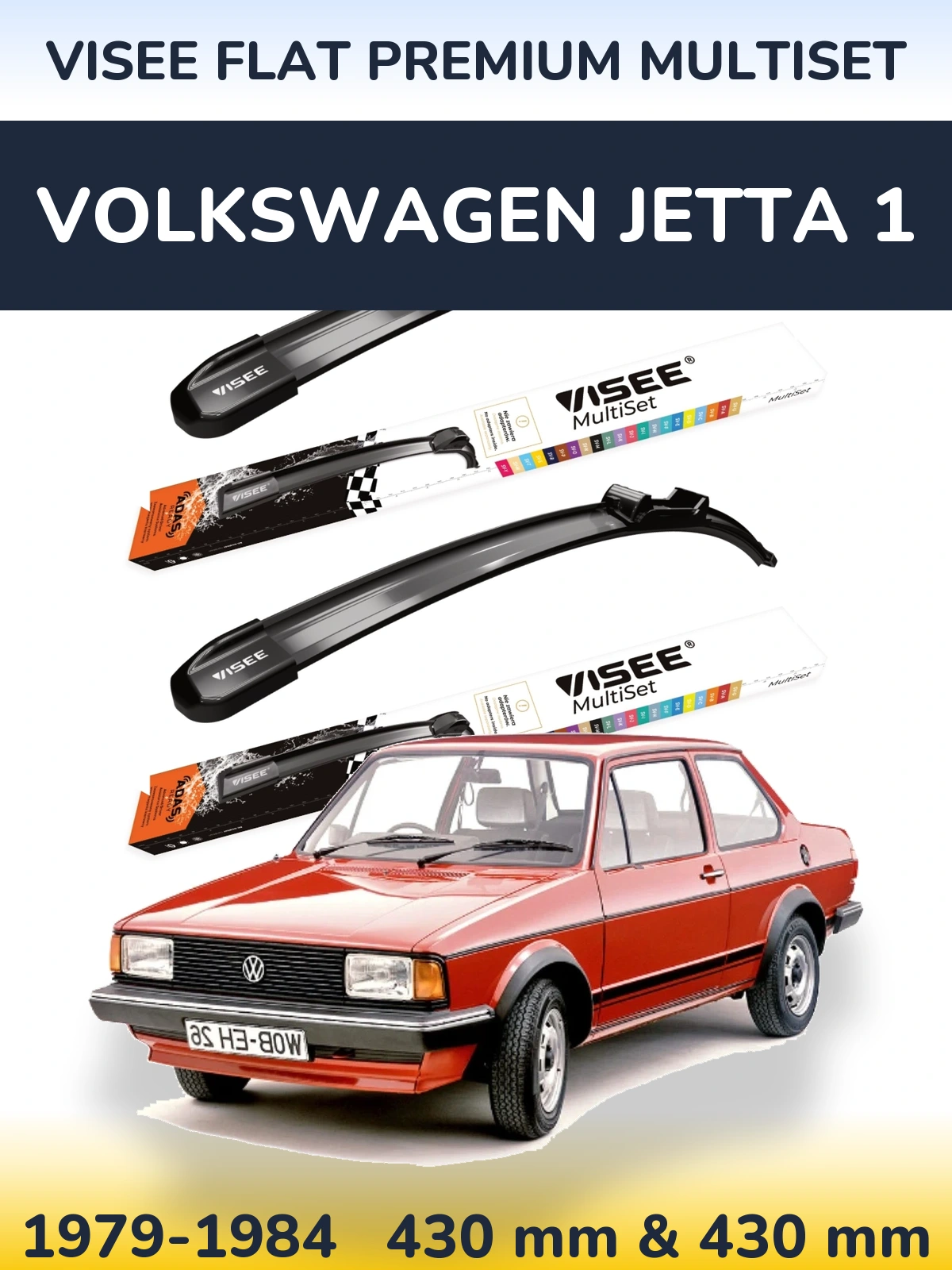 Komplet przednich wycieraczek VISEE FLAT PREMIUM MultiSet 430 & 430 mm do Volkswagen Jetta 1 1979-1984