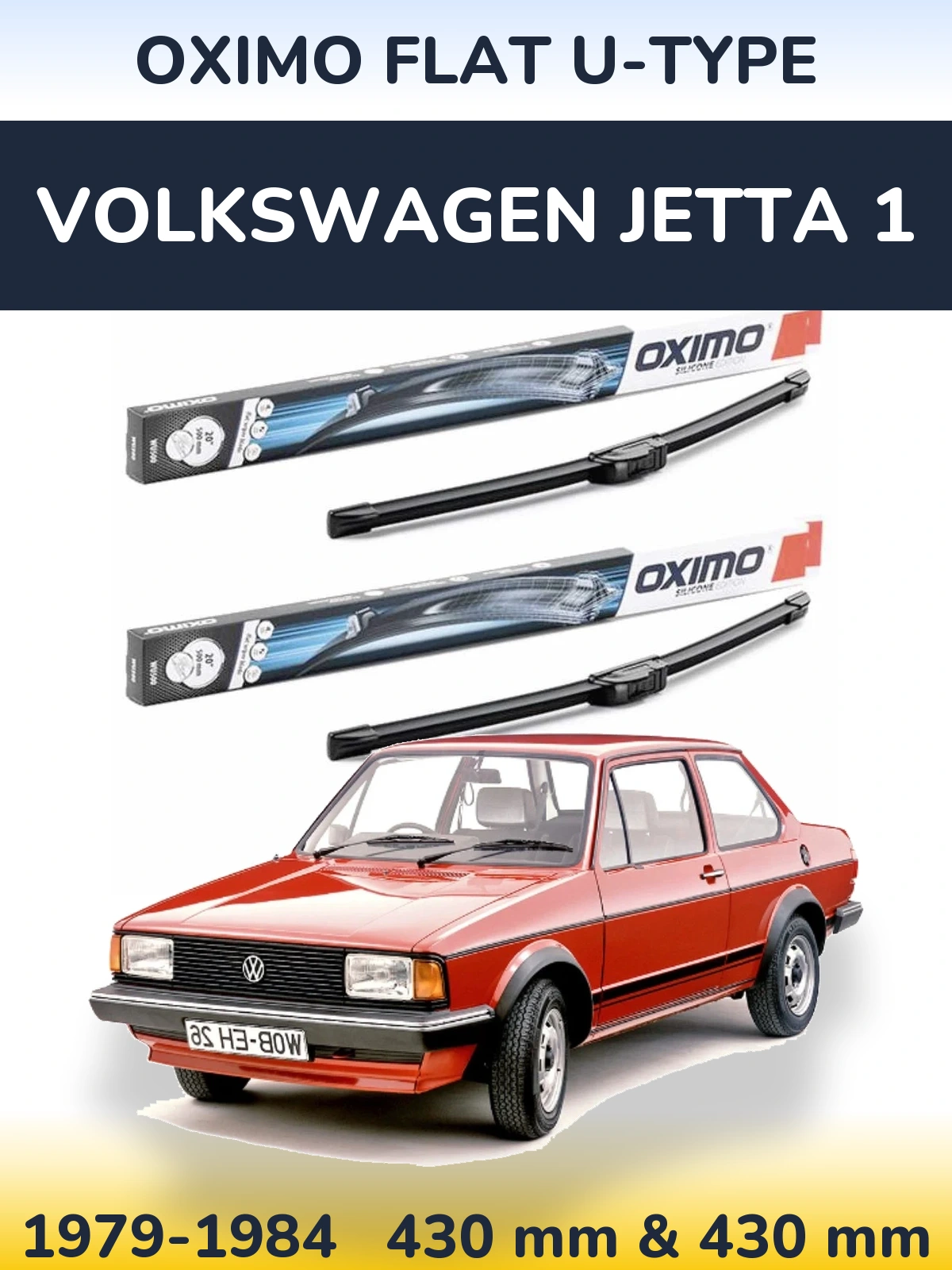 Комплект передних дворников Oximo Flat U-type 430 & 430 мм для Volkswagen Jetta 1 1979-1984