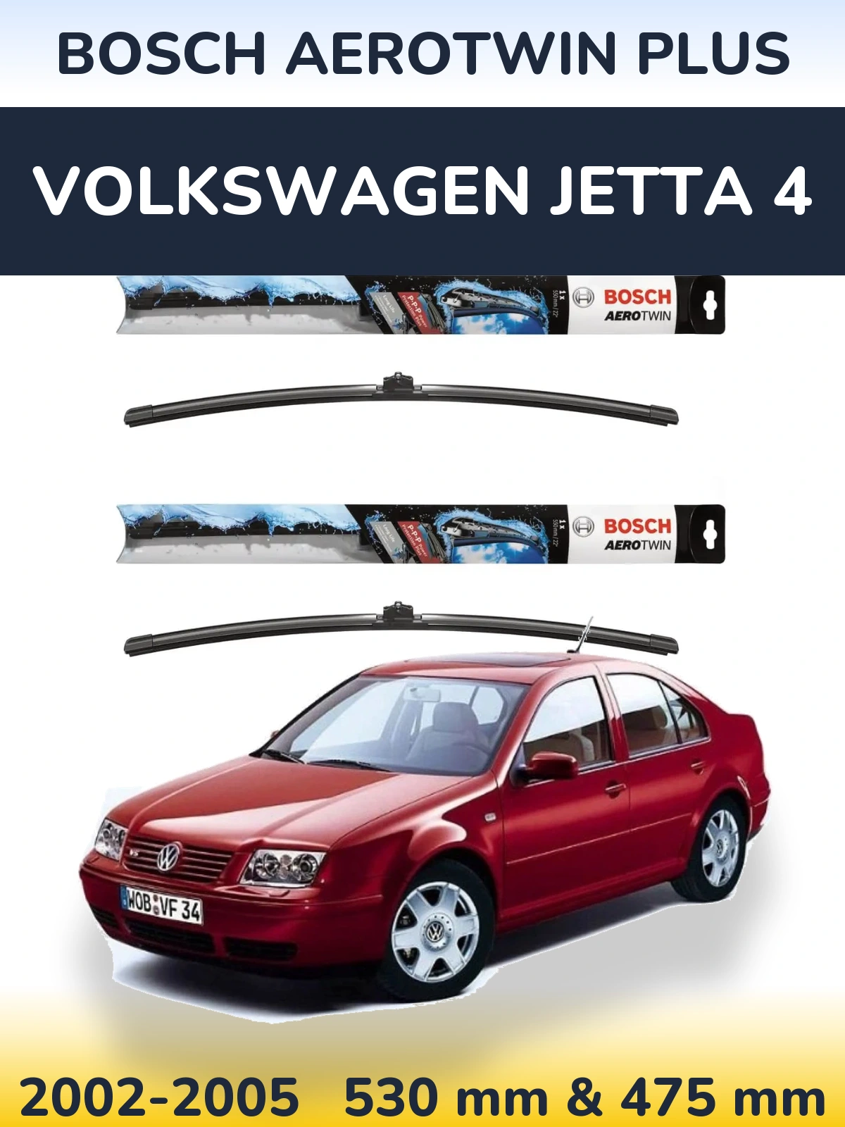 Komplet przednich wycieraczek BOSCH AeroTwin Plus 530 & 475 mm do Volkswagen Jetta 4 2002-2005