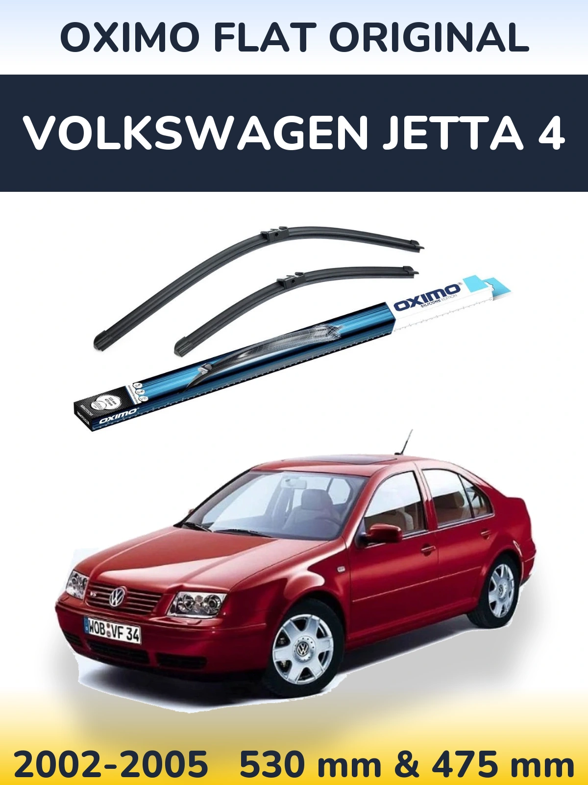 Front wiper blade set Oximo Flat Original 530 & 475 mm for Volkswagen Jetta 4 2002-2005