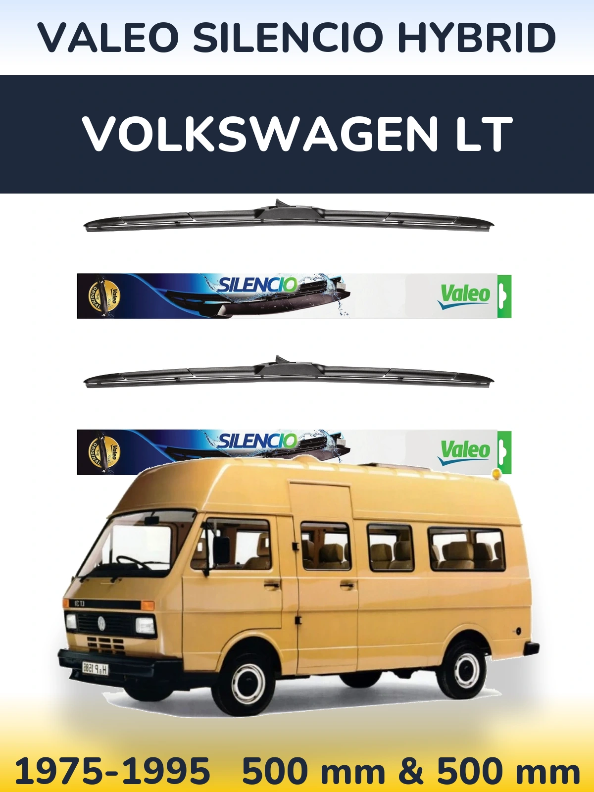 Комплект передних дворников Valeo Silencio Hybrid 500 & 500 мм для Volkswagen LT 1975-1995