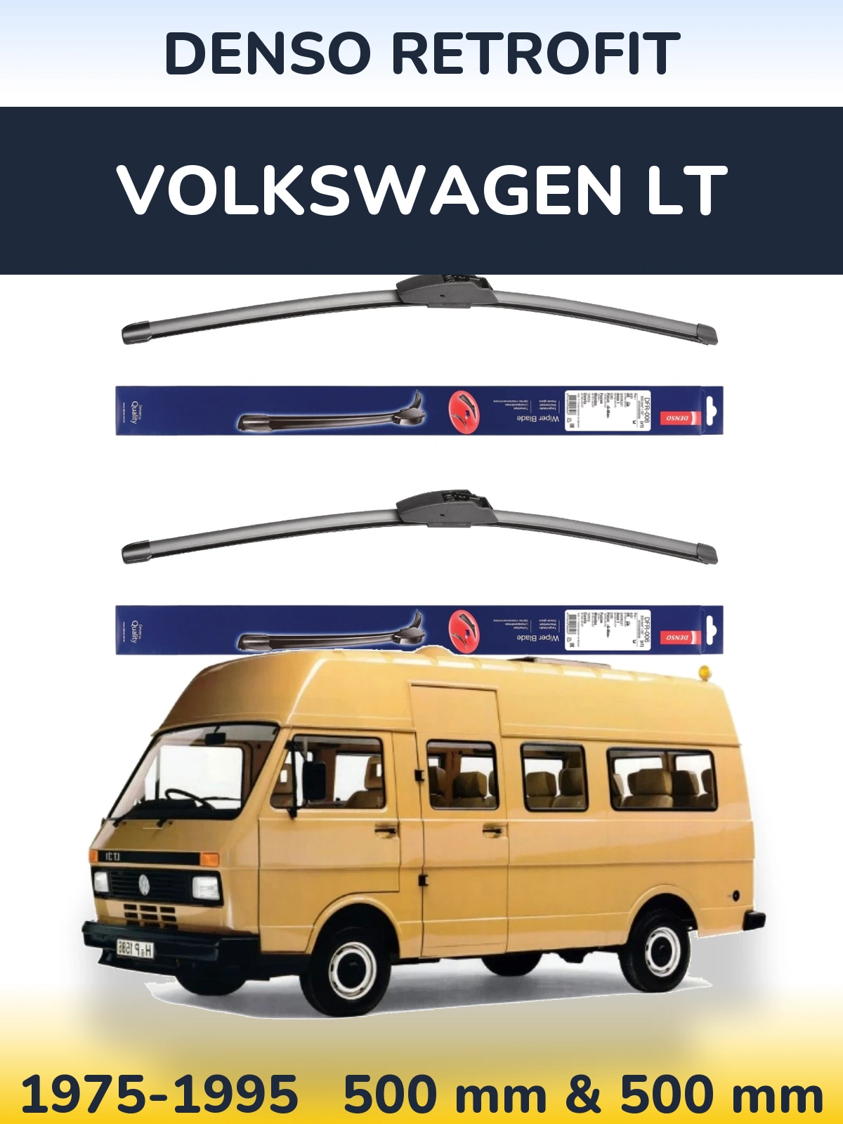 Komplet przednich wycieraczek Denso Retrofit 500 & 500 mm do Volkswagen LT 1975-1995