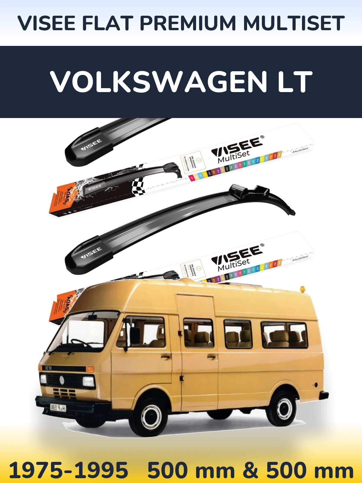 Komplet przednich wycieraczek VISEE FLAT PREMIUM MultiSet 500 & 500 mm do Volkswagen LT 1975-1995