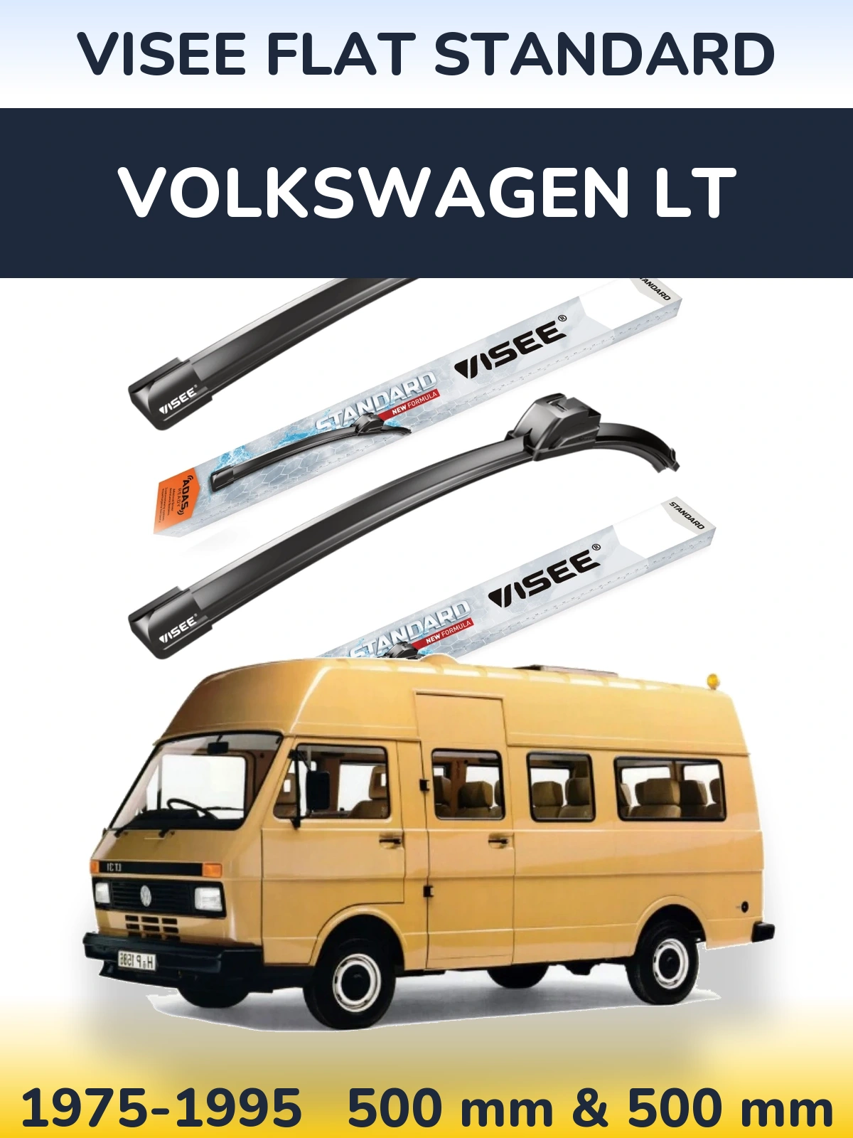 Komplet przednich wycieraczek VISEE FLAT STANDARD 500 & 500 mm do Volkswagen LT 1975-1995