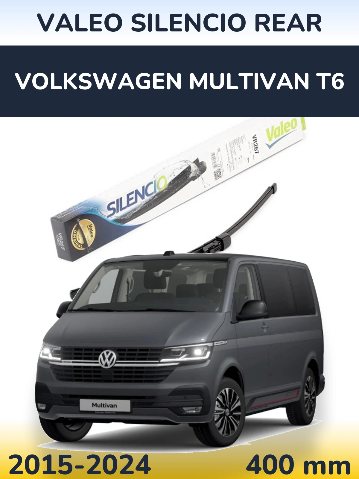 Rear wiper blade Valeo Silencio Rear 400 mm for Volkswagen Multivan T6 2015-2024