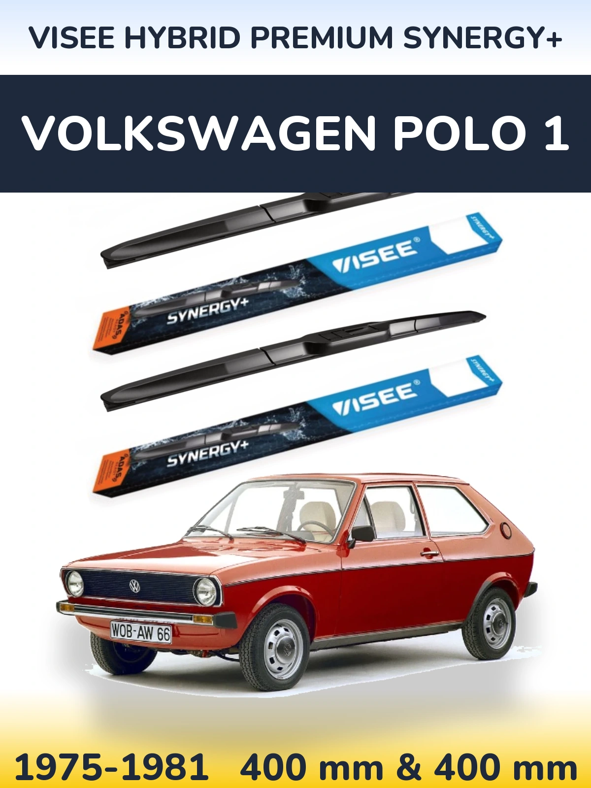 Komplet przednich wycieraczek VISEE HYBRID PREMIUM SYNERGY+ 400 & 400 mm do Volkswagen Polo 1 1975-1981