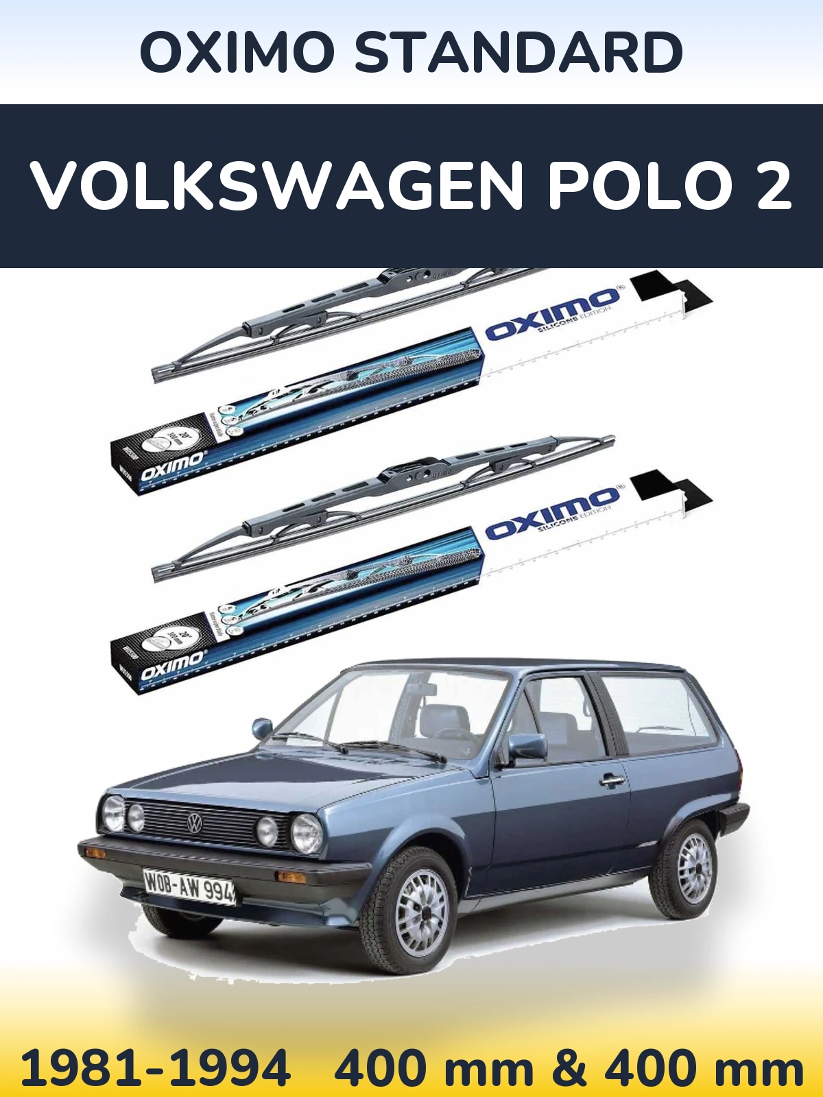 Комплект передних дворников Oximo Standard 400 & 400 мм для Volkswagen Polo 2 1981-1994