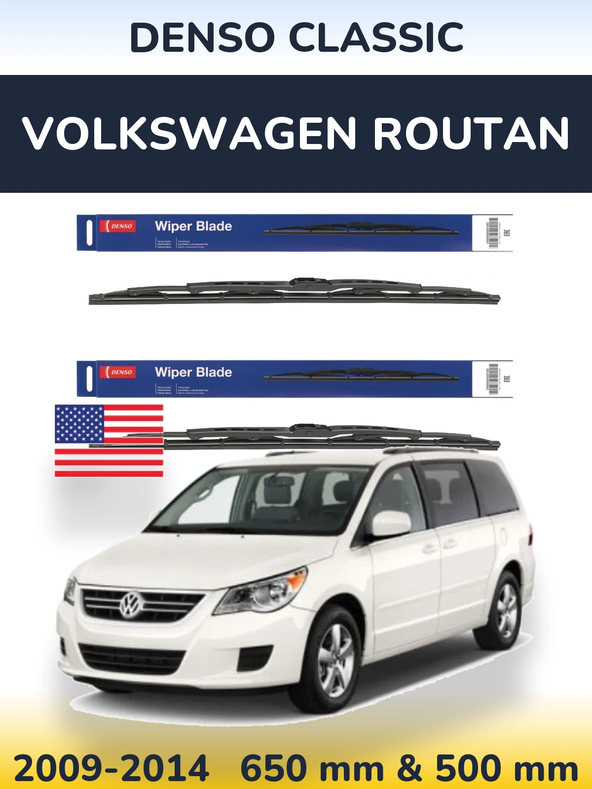Комплект передних дворников Denso Classic 650 & 500 мм для Volkswagen Routan 2009-2014