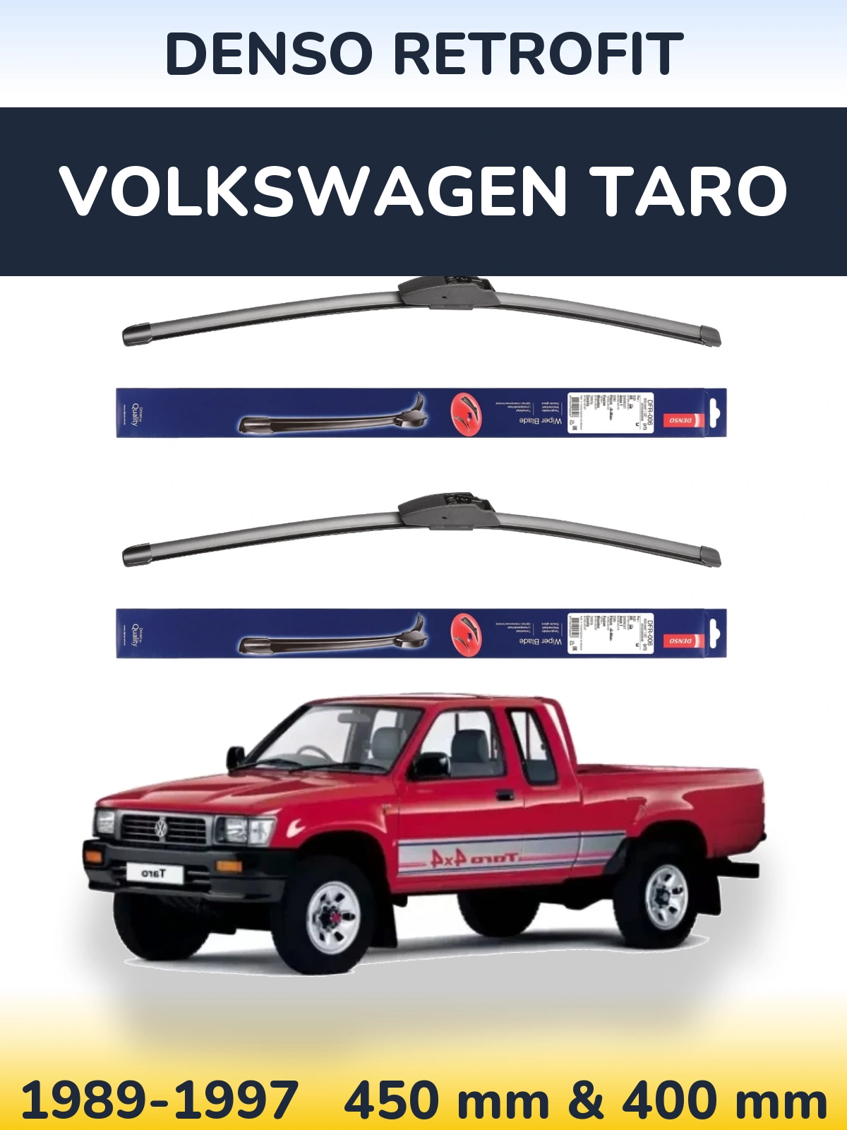 Комплект передних дворников Denso Retrofit 450 & 400 мм для Volkswagen Taro 1989-1997