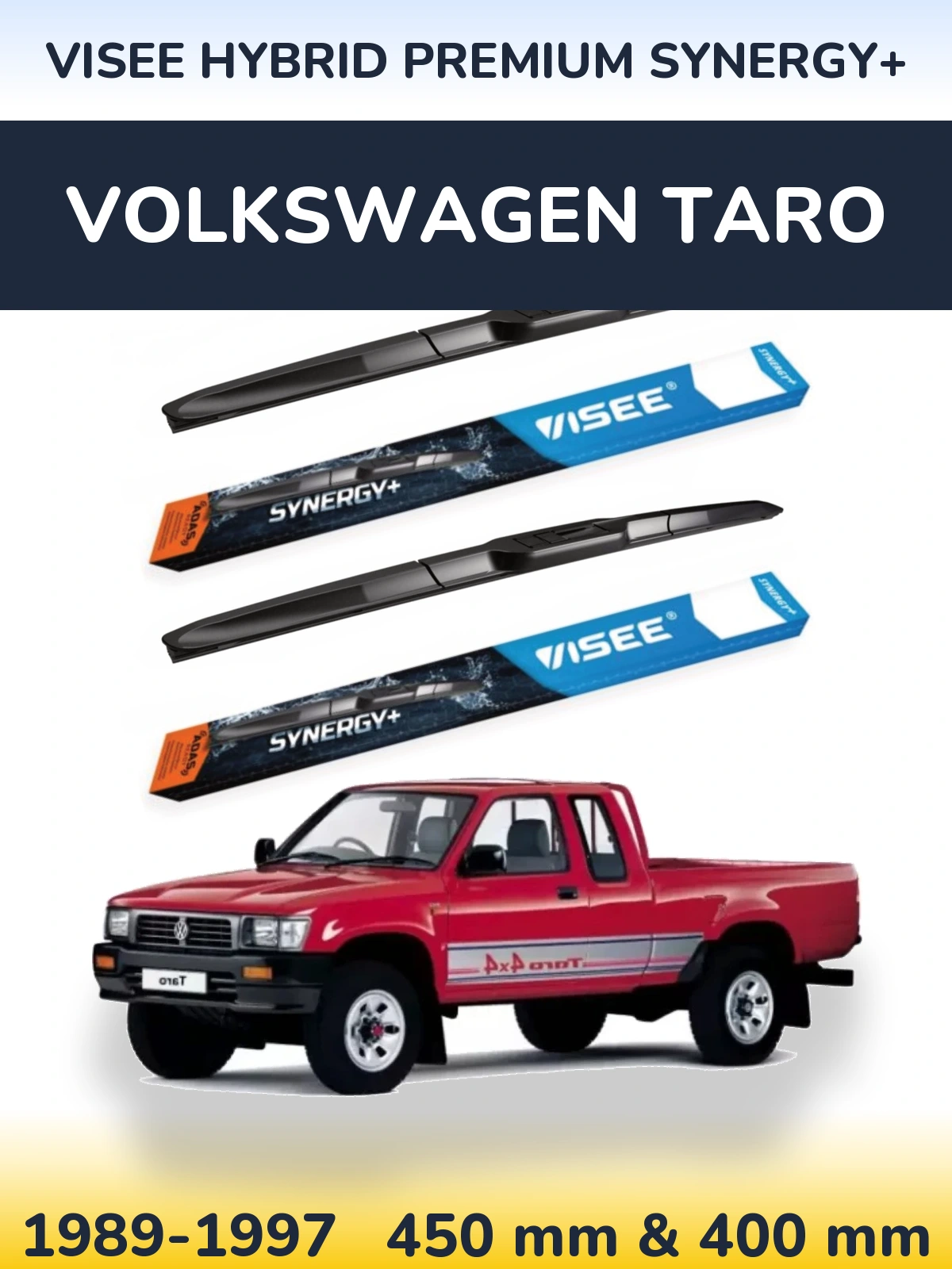Komplet przednich wycieraczek VISEE HYBRID PREMIUM SYNERGY+ 450 & 400 mm do Volkswagen Taro 1989-1997