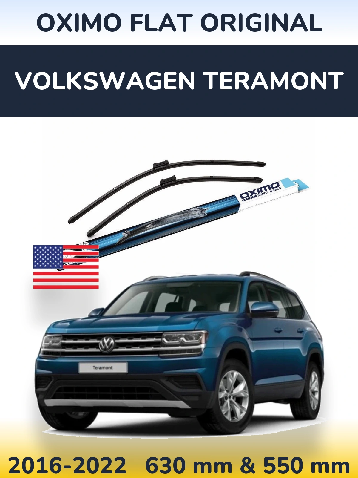 Komplet przednich wycieraczek Oximo Flat Original 630 & 550 mm do Volkswagen Teramont 2016-2022