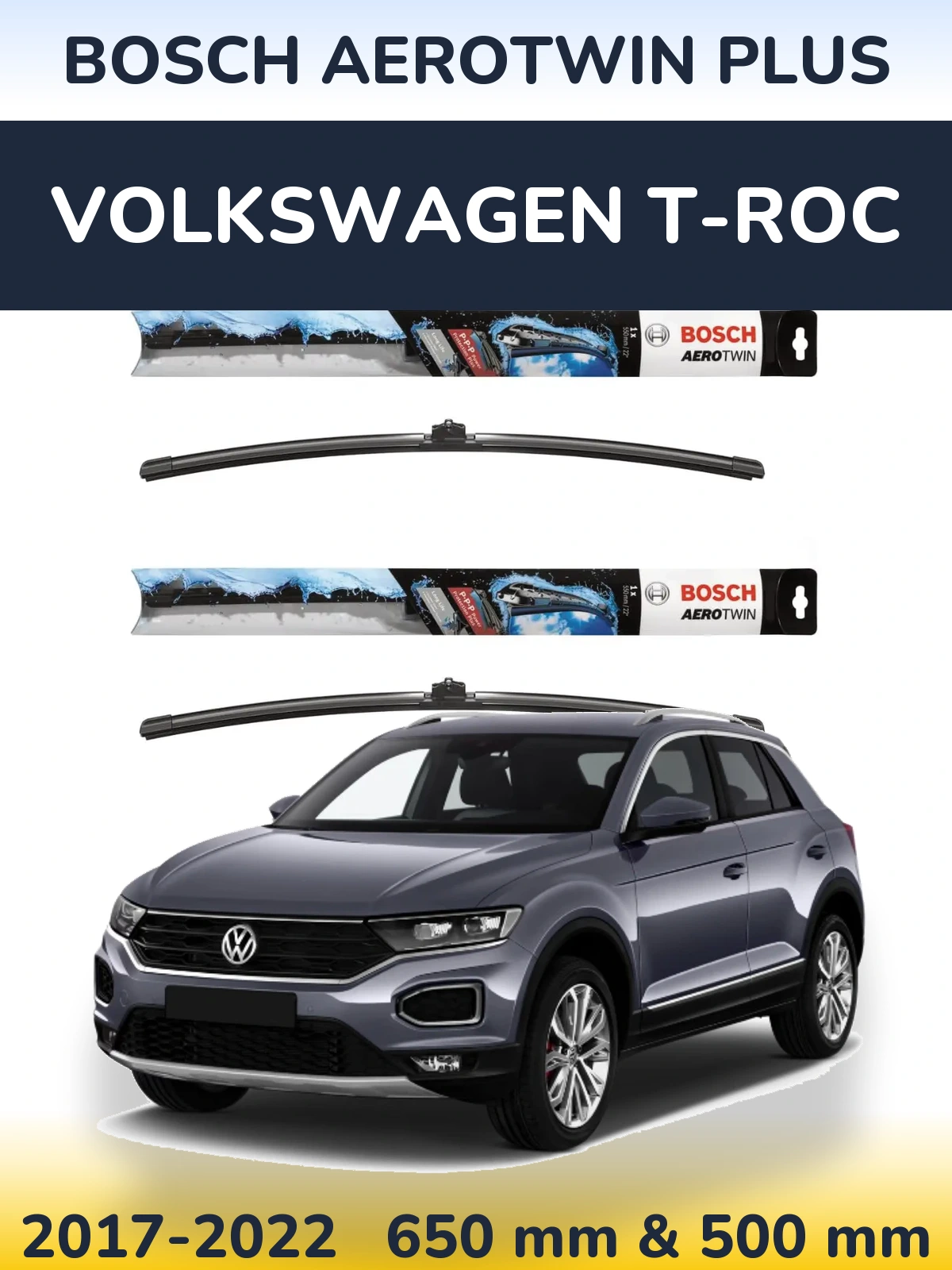 Komplet przednich wycieraczek BOSCH AeroTwin Plus 650 & 500 mm do Volkswagen T-Roc 2017-2022
