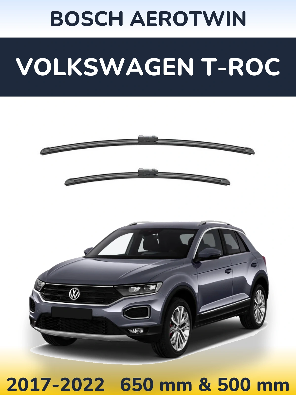 Komplet przednich wycieraczek BOSCH AeroTwin 650 & 500 mm do Volkswagen T-Roc 2017-2022