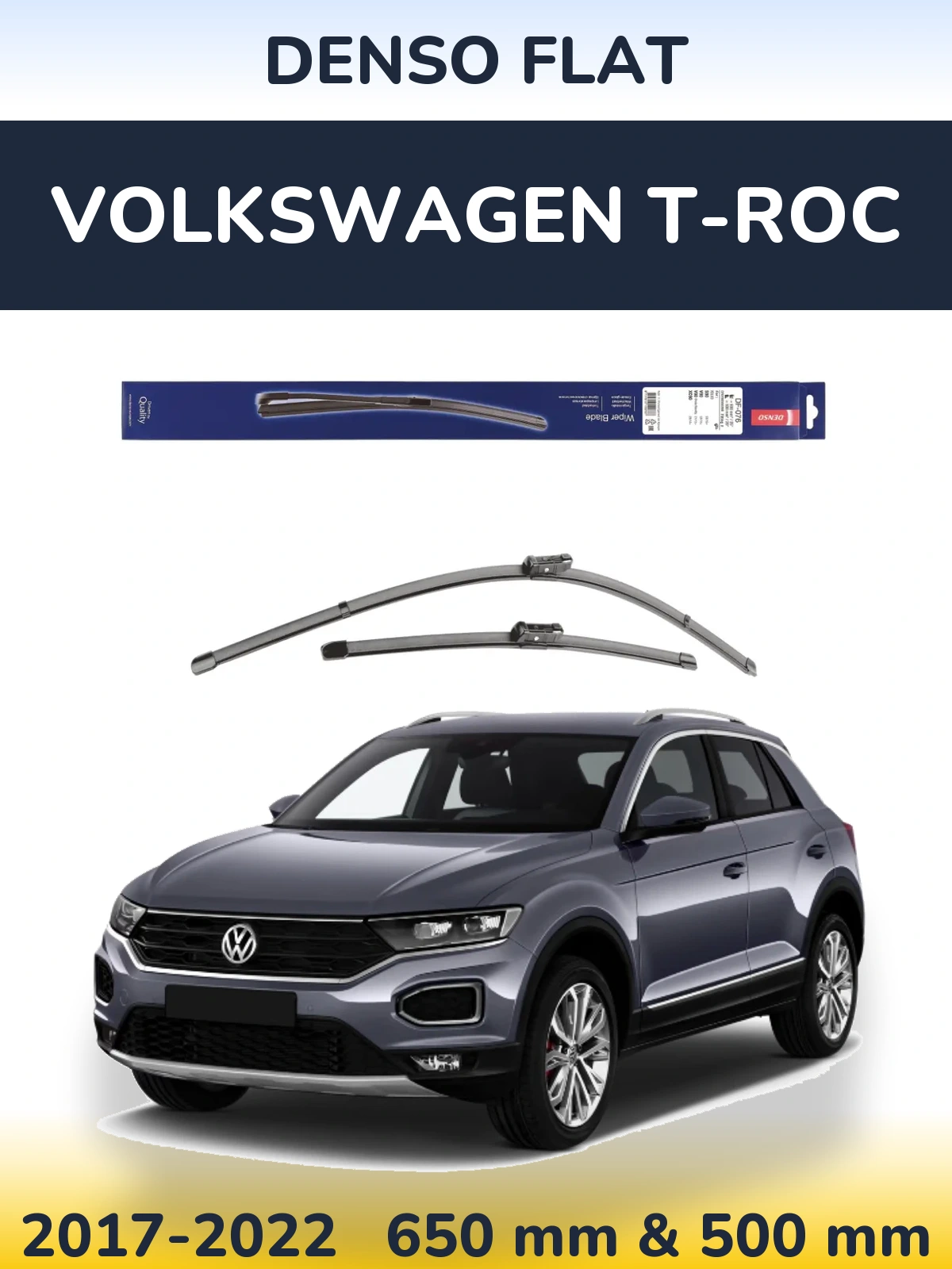 Komplet przednich wycieraczek Denso Flat 630 & 500 mm do Volkswagen T-Roc 2017-2022