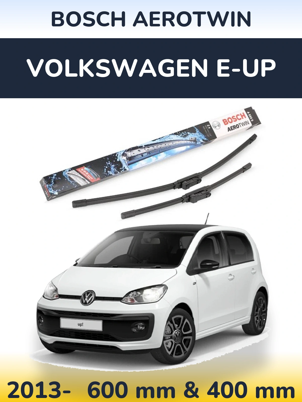 Komplet przednich wycieraczek BOSCH AeroTwin 600 & 400 mm do Volkswagen e-Up 2013-2026