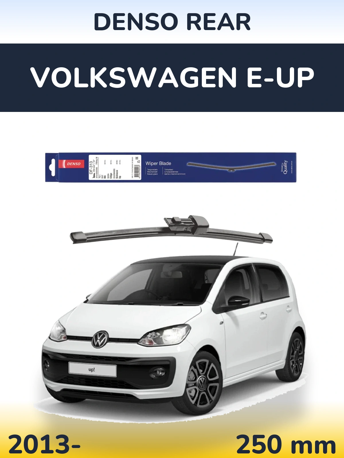 Rear wiper blade Denso Rear 250 mm for Volkswagen e-Up 2013-2026