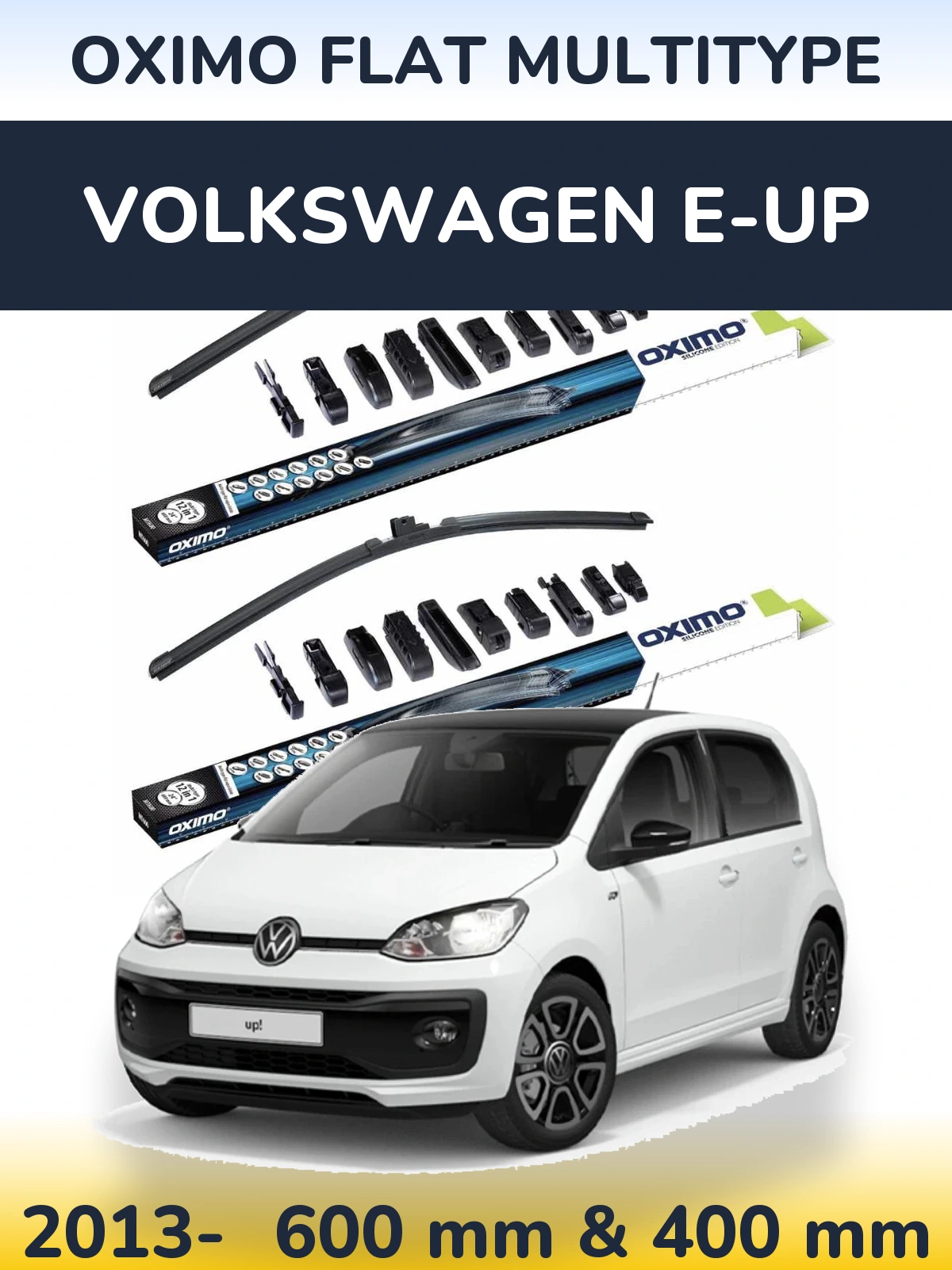 Komplet przednich wycieraczek Oximo Flat MultiType 600 & 400 mm do Volkswagen e-Up 2013-2026