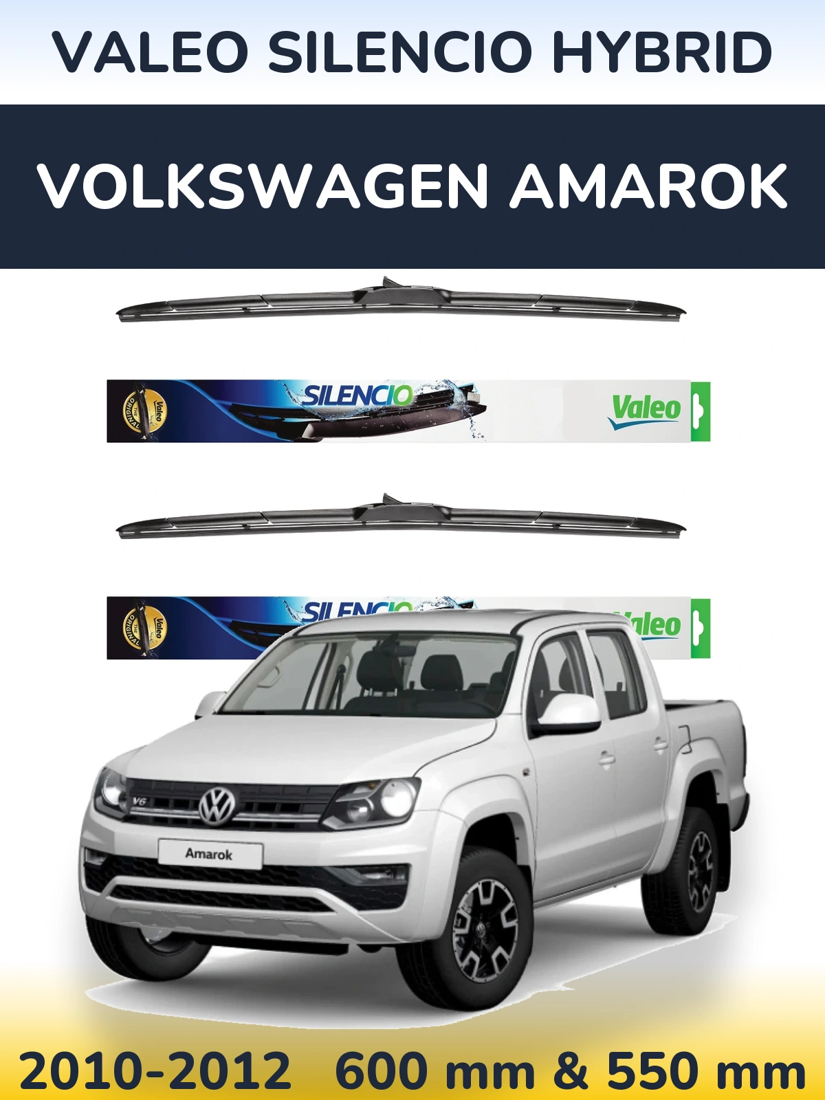 Комплект передніх щіток Valeo Silencio Hybrid 600 & 550 мм для Volkswagen Amarok 2010-2012