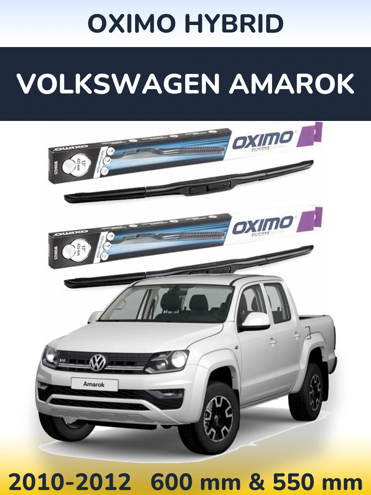 Komplet przednich wycieraczek Oximo Hybrid 600 & 550 mm do Volkswagen Amarok 2010-2012