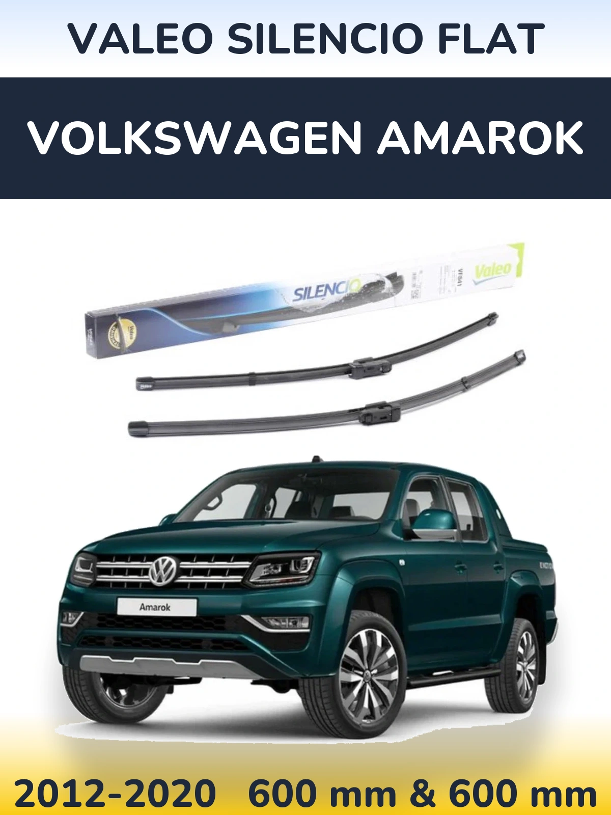 Komplet przednich wycieraczek Valeo Silencio Flat 600 & 600 mm do Volkswagen Amarok 2012-2020