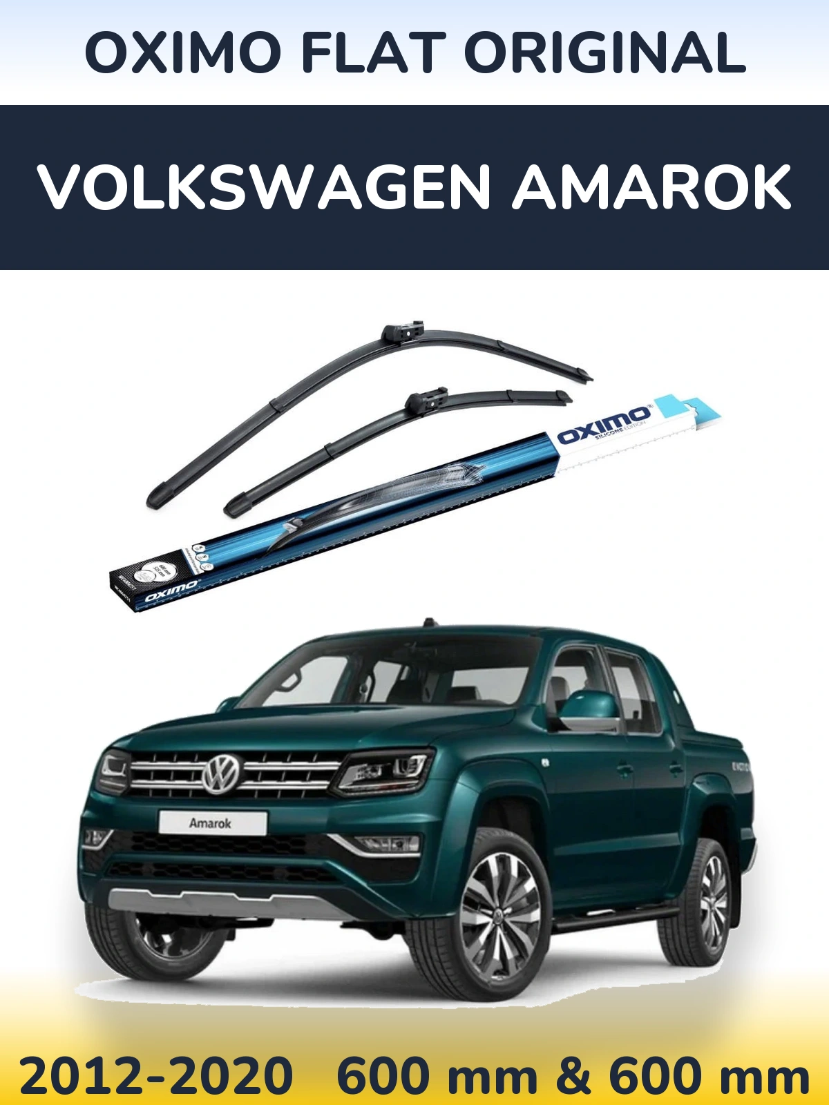 Комплект передних дворников Oximo Flat Original 600 & 600 мм для Volkswagen Amarok 2012-2020