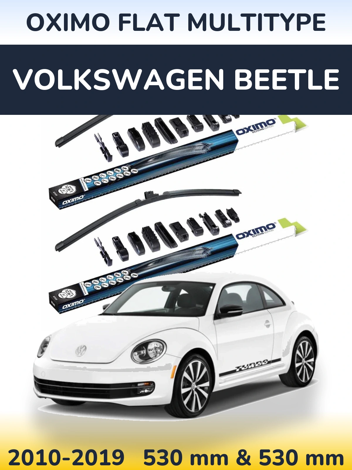 Komplet przednich wycieraczek Oximo Flat MultiType 530 & 530 mm do Volkswagen Beetle 2010-2019