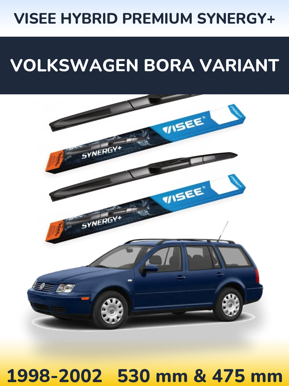 Komplet przednich wycieraczek VISEE HYBRID PREMIUM SYNERGY+ 530 & 475 mm do Volkswagen Bora Variant 1998-2002